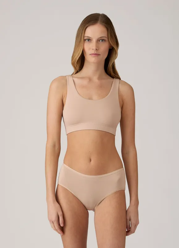 Women's Tencel™ Scoop Bralette in Beige made by Sunspel