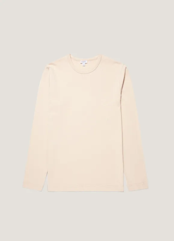 Men's Long Sleeve Heavyweight Classic T-shirt in Swansdown made by Sunspel