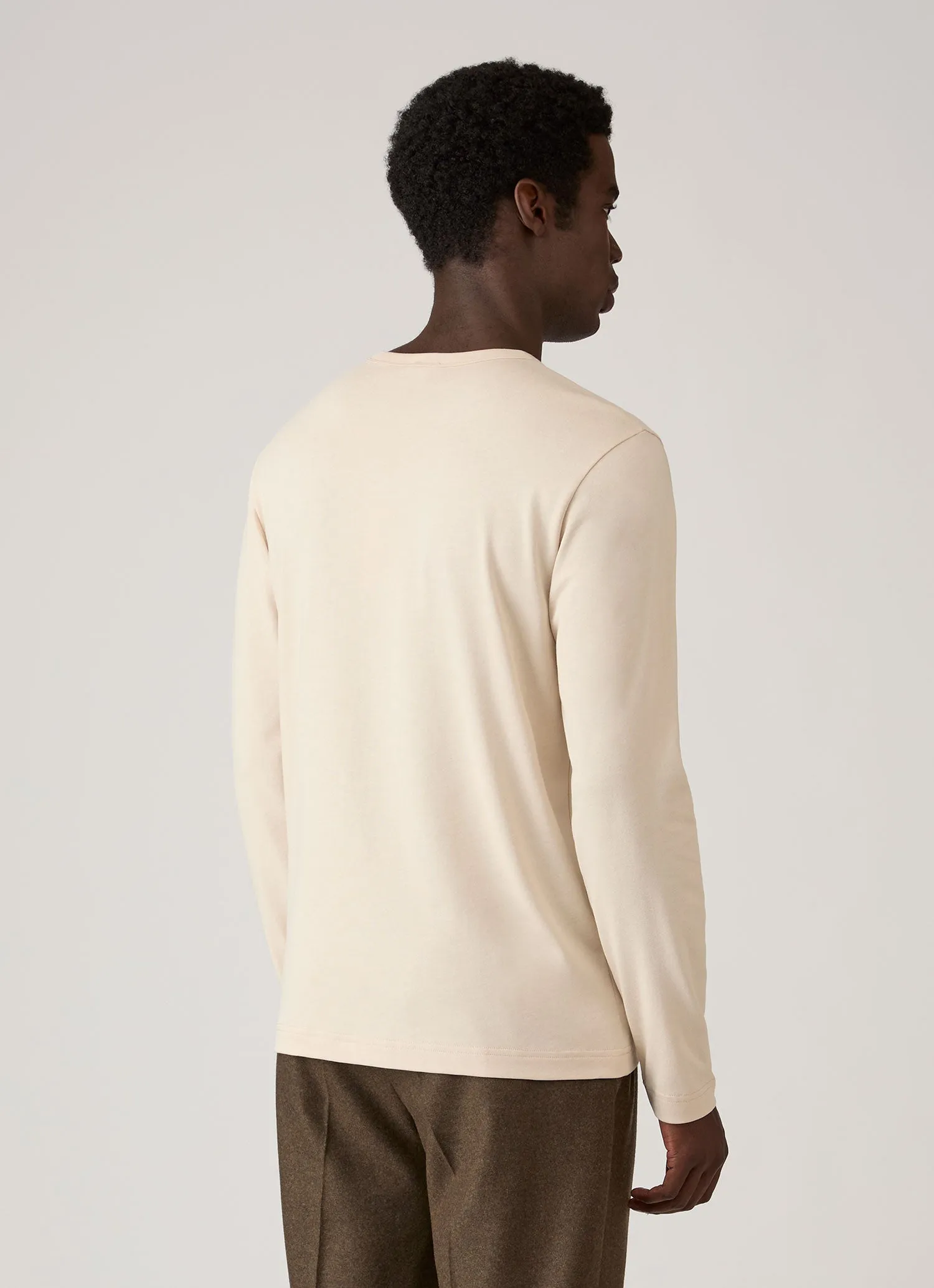 Men's Long Sleeve Heavyweight Classic T-shirt in Swansdown sold by Sunspel product image thumbnail 5