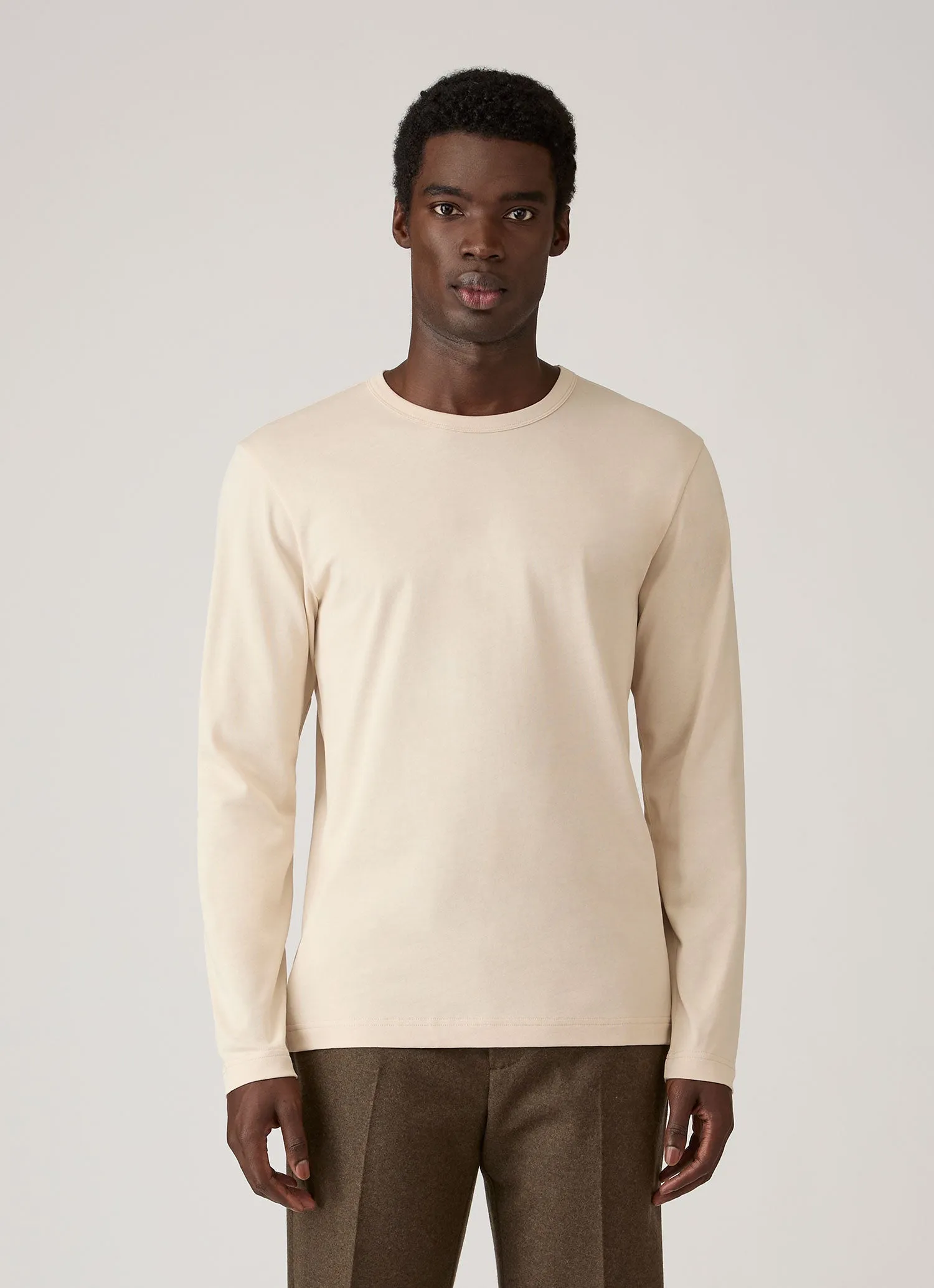 Men's Long Sleeve Heavyweight Classic T-shirt in Swansdown sold by Sunspel product image thumbnail 2