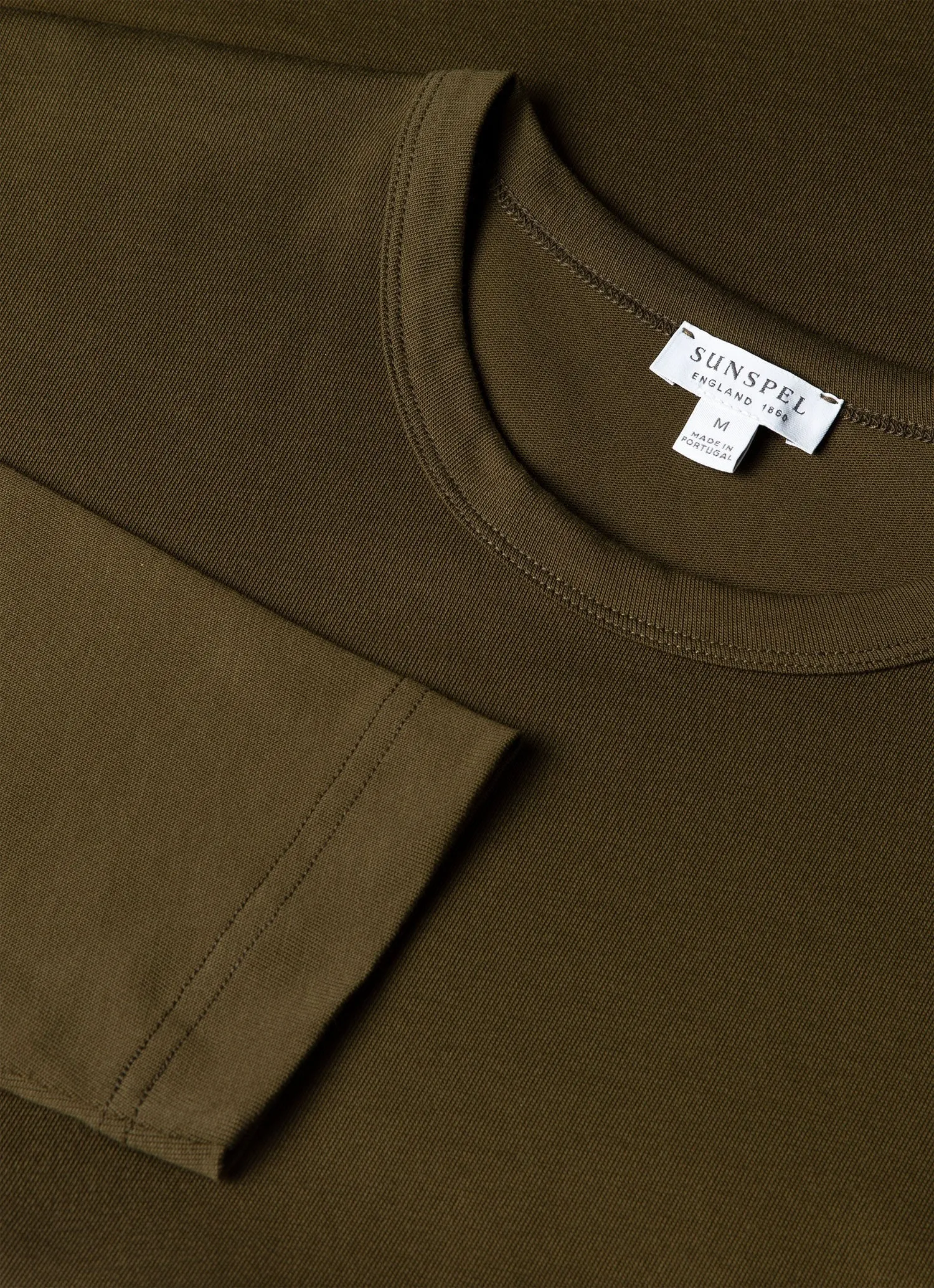 Men's Long Sleeve Heavyweight Classic T-shirt in Loden Green sold by Sunspel product image thumbnail 4