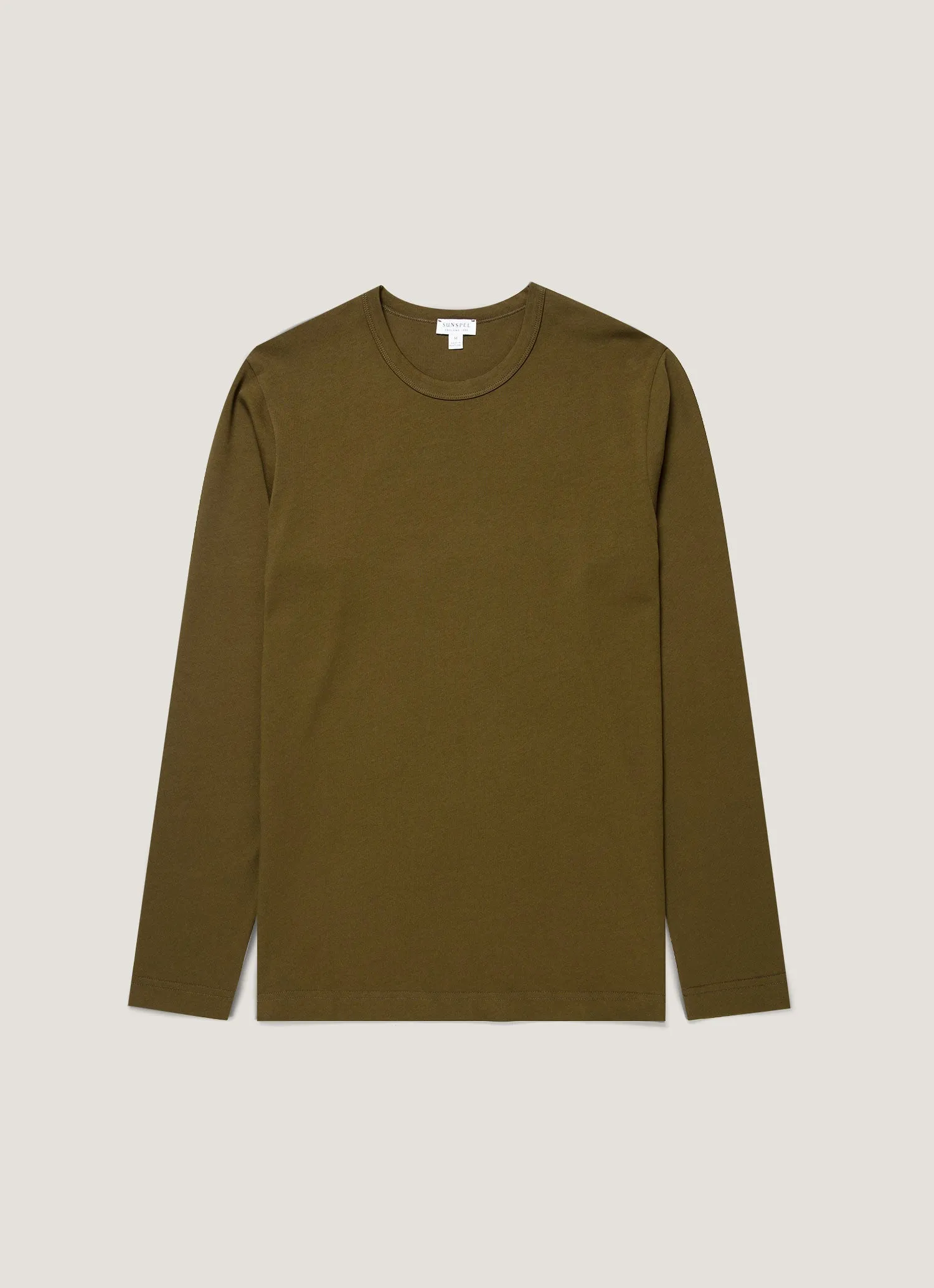 Men's Long Sleeve Heavyweight Classic T-shirt in Loden Green sold by Sunspel