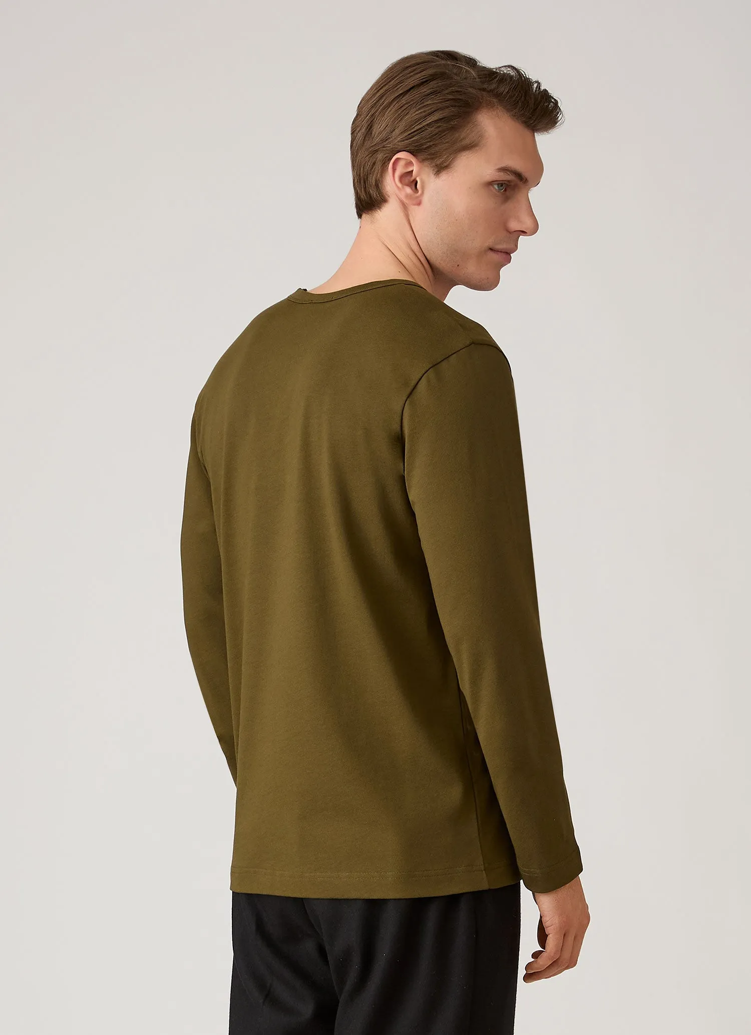 Men's Long Sleeve Heavyweight Classic T-shirt in Loden Green sold by Sunspel product image thumbnail 5