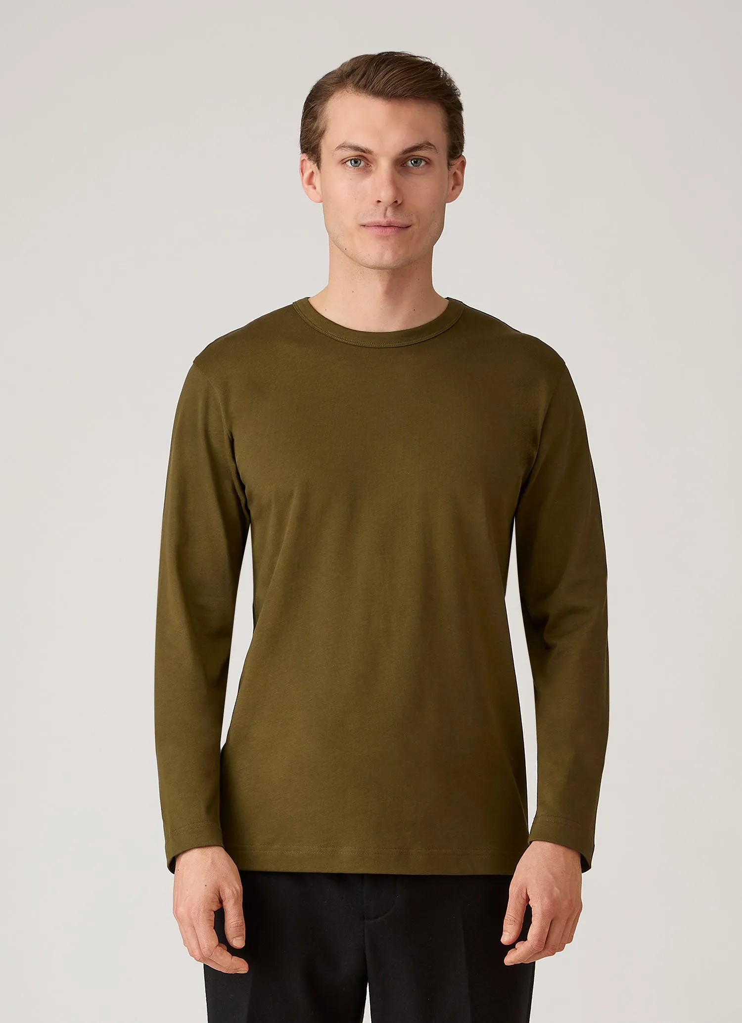 Men's Long Sleeve Heavyweight Classic T-shirt in Loden Green sold by Sunspel product image thumbnail 2