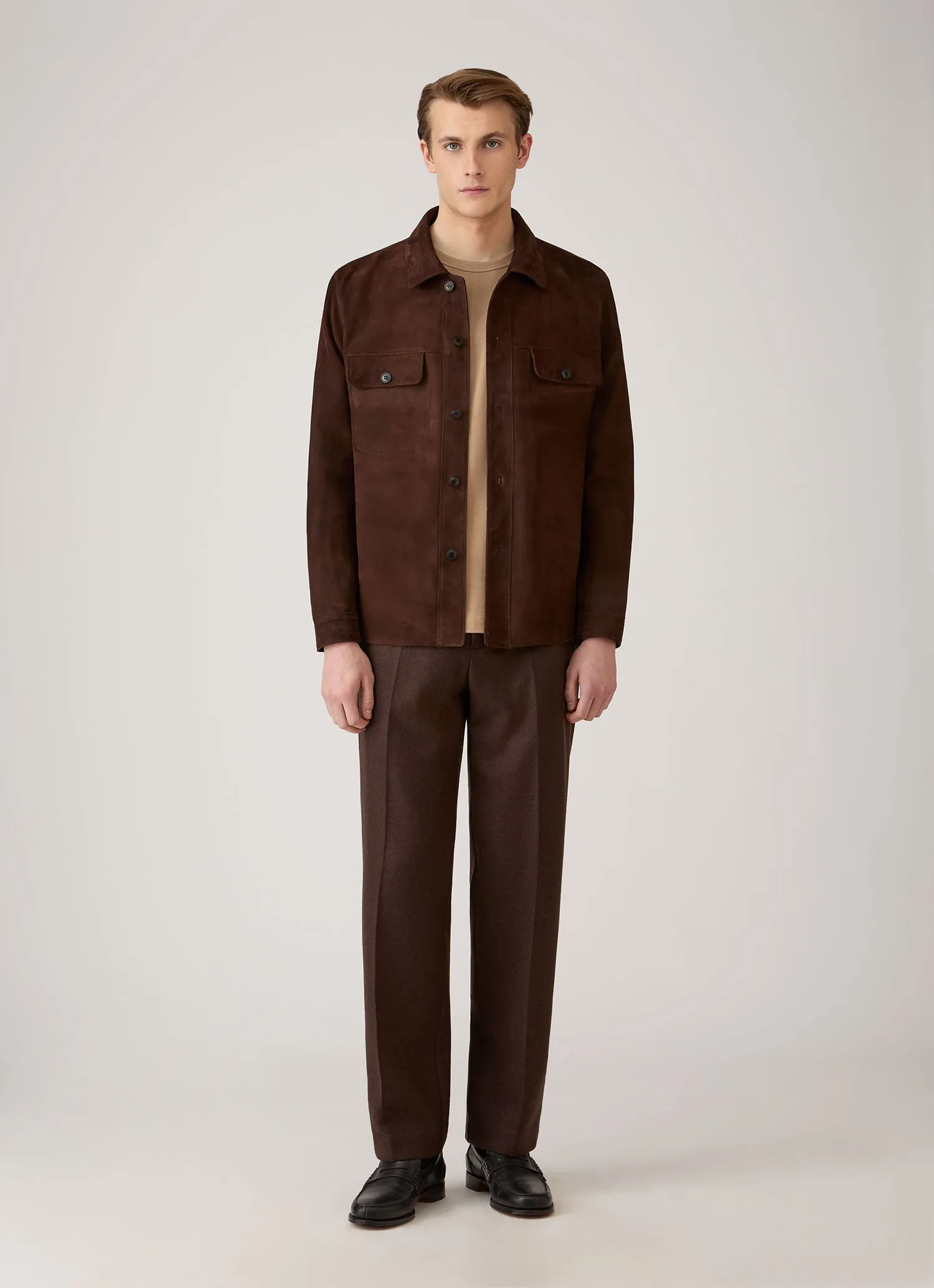 Men's Long Sleeve Heavyweight Classic T-shirt in Dark Beige sold by Sunspel product image thumbnail 3