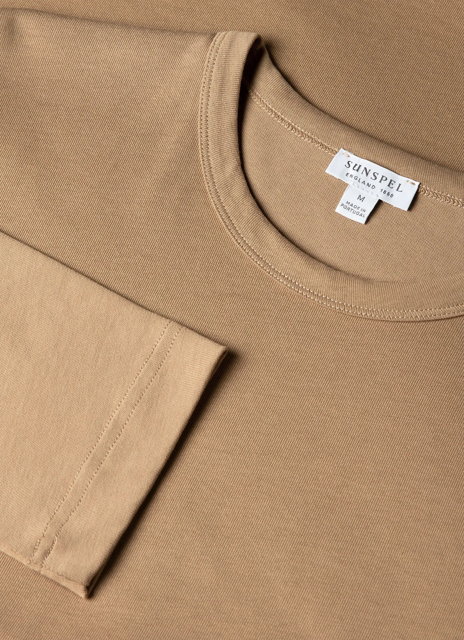 Men's Long Sleeve Heavyweight Classic T-shirt in Dark Beige sold by Sunspel product image thumbnail 4