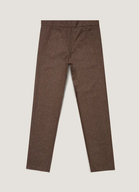 Men's Donegal Tweed Trouser in Dark Brown Melange made by Sunspel