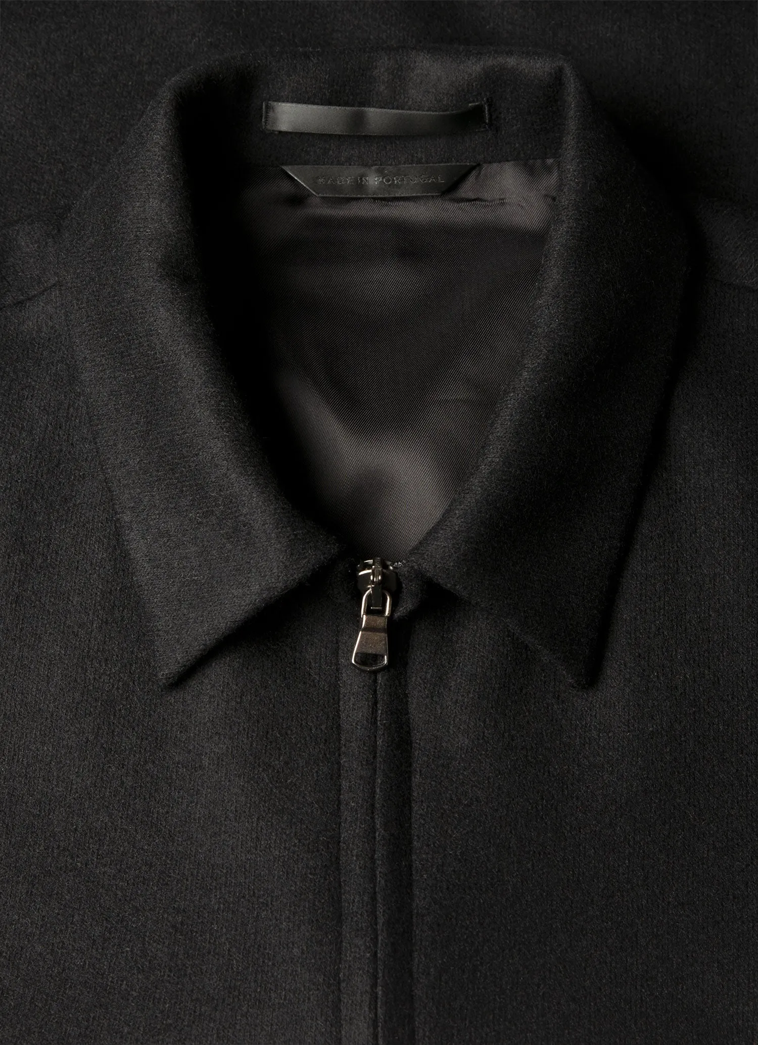 Men's Boiled Wool Harrington Jacket in Black sold by Sunspel product image thumbnail 4