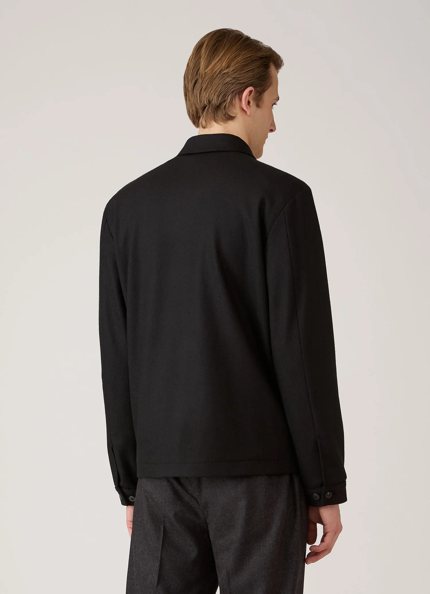 Men's Boiled Wool Harrington Jacket in Black sold by Sunspel product image thumbnail 5