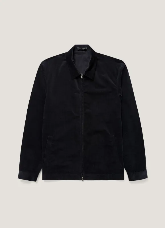 Men's Corduroy Harrington Jacket in Navy made by Sunspel
