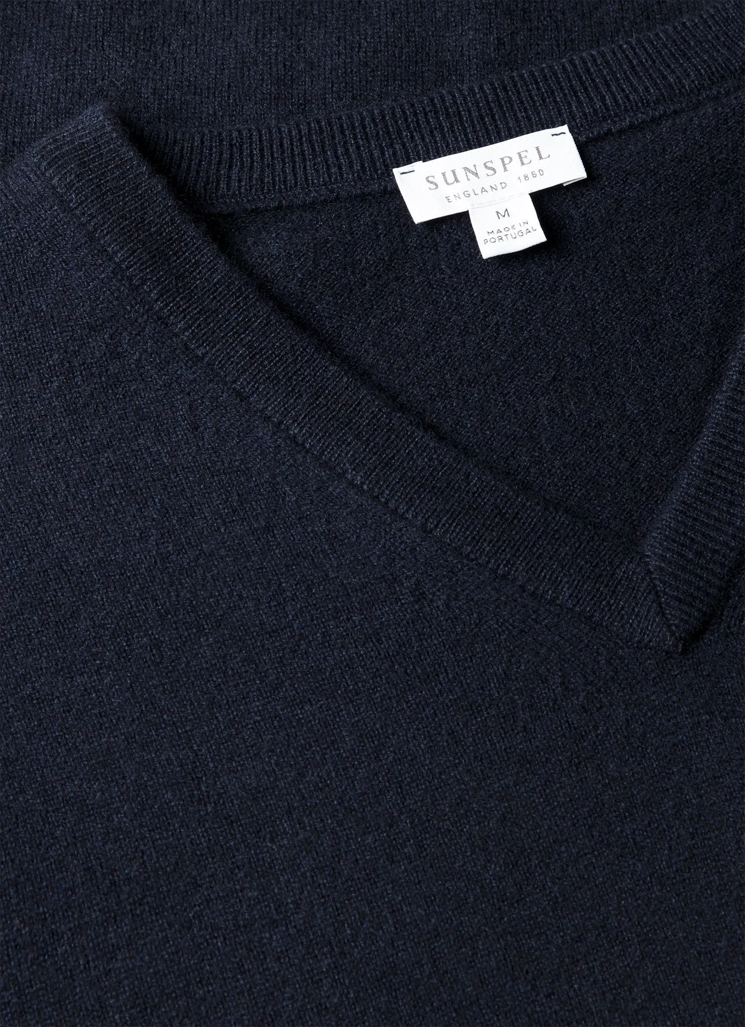 Men's Cashmere V-neck Jumper in Navy sold by Sunspel product image thumbnail 4
