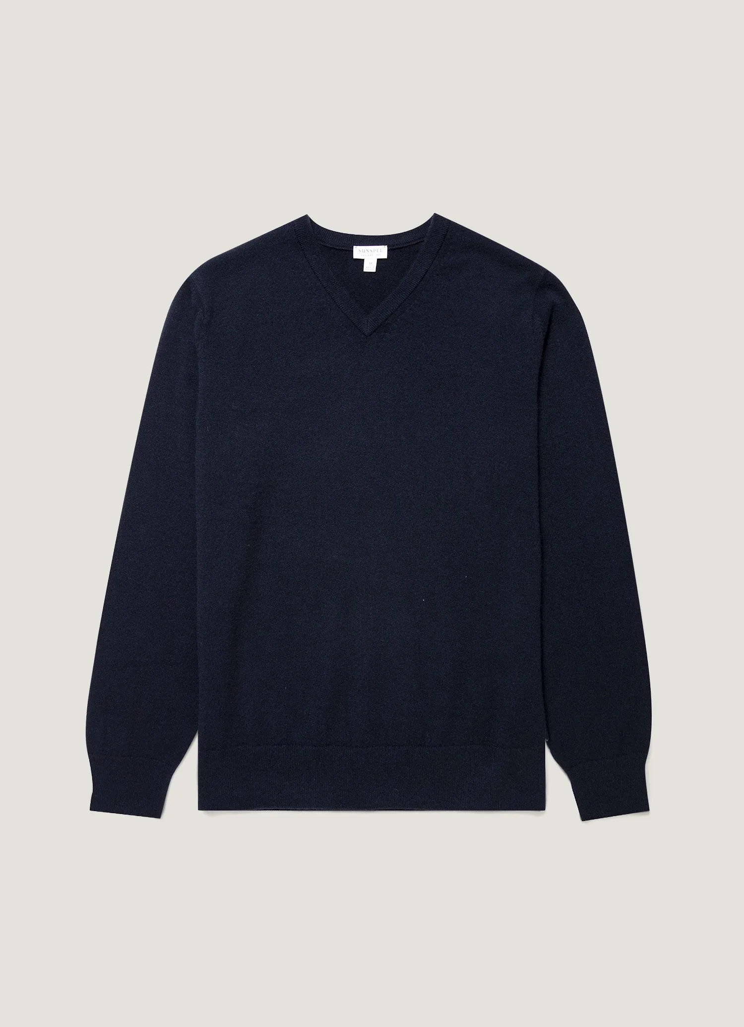 Men's Cashmere V-neck Jumper in Navy sold by Sunspel
