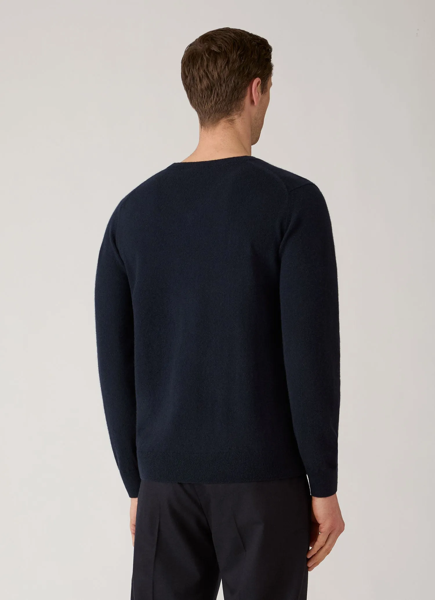 Men's Cashmere V-neck Jumper in Navy sold by Sunspel product image thumbnail 5