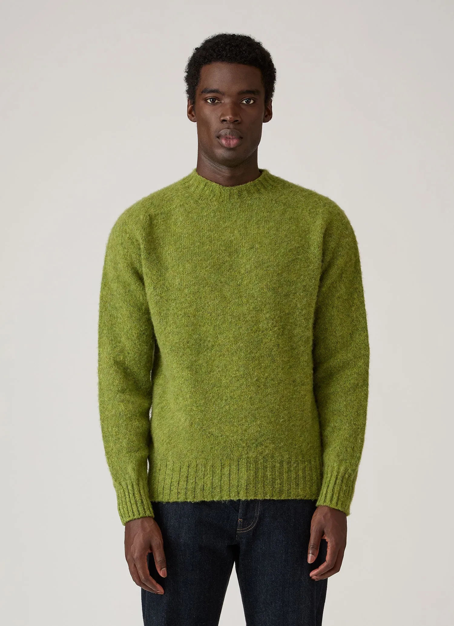 Men's Shetland Crew Neck Jumper in Crabapple sold by Sunspel product image thumbnail 2