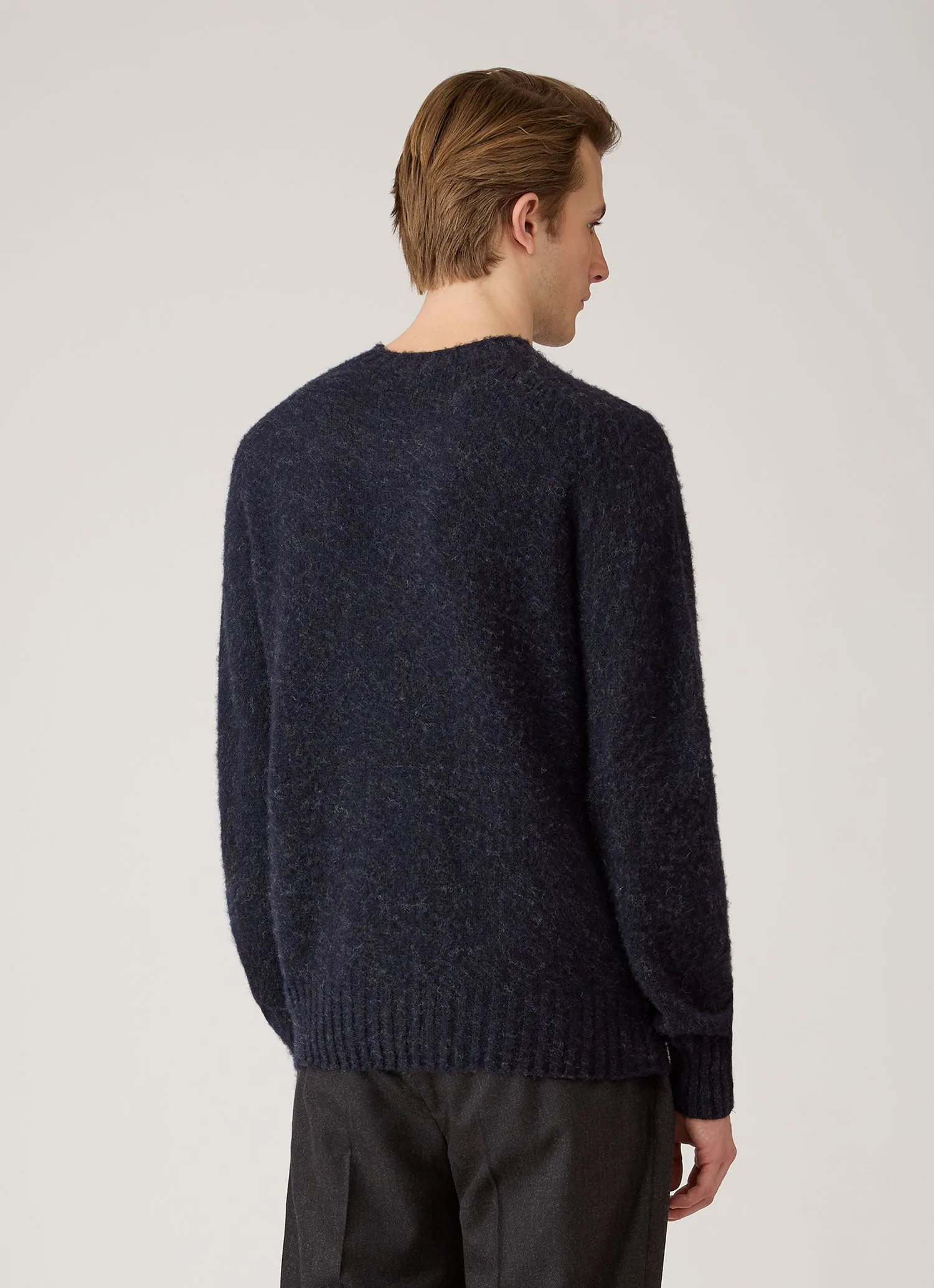Men's Shetland Crew Neck Jumper in Dark Navy Mouline sold by Sunspel product image thumbnail 5