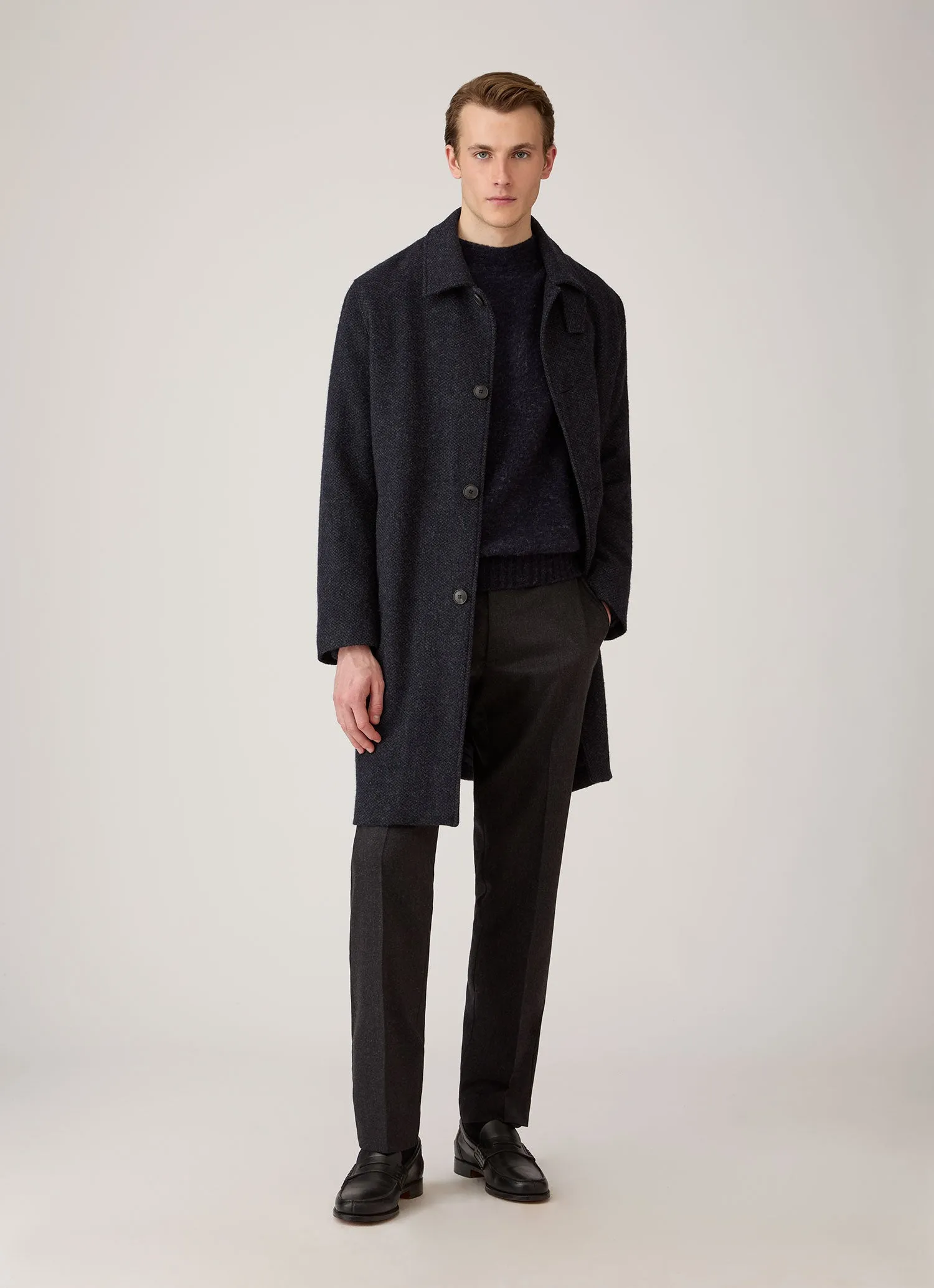 Men's Shetland Crew Neck Jumper in Dark Navy Mouline sold by Sunspel product image thumbnail 3