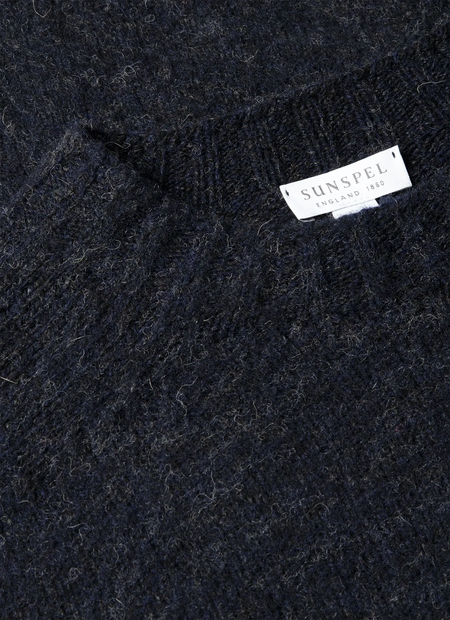 Men's Shetland Crew Neck Jumper in Dark Navy Mouline sold by Sunspel product image thumbnail 4