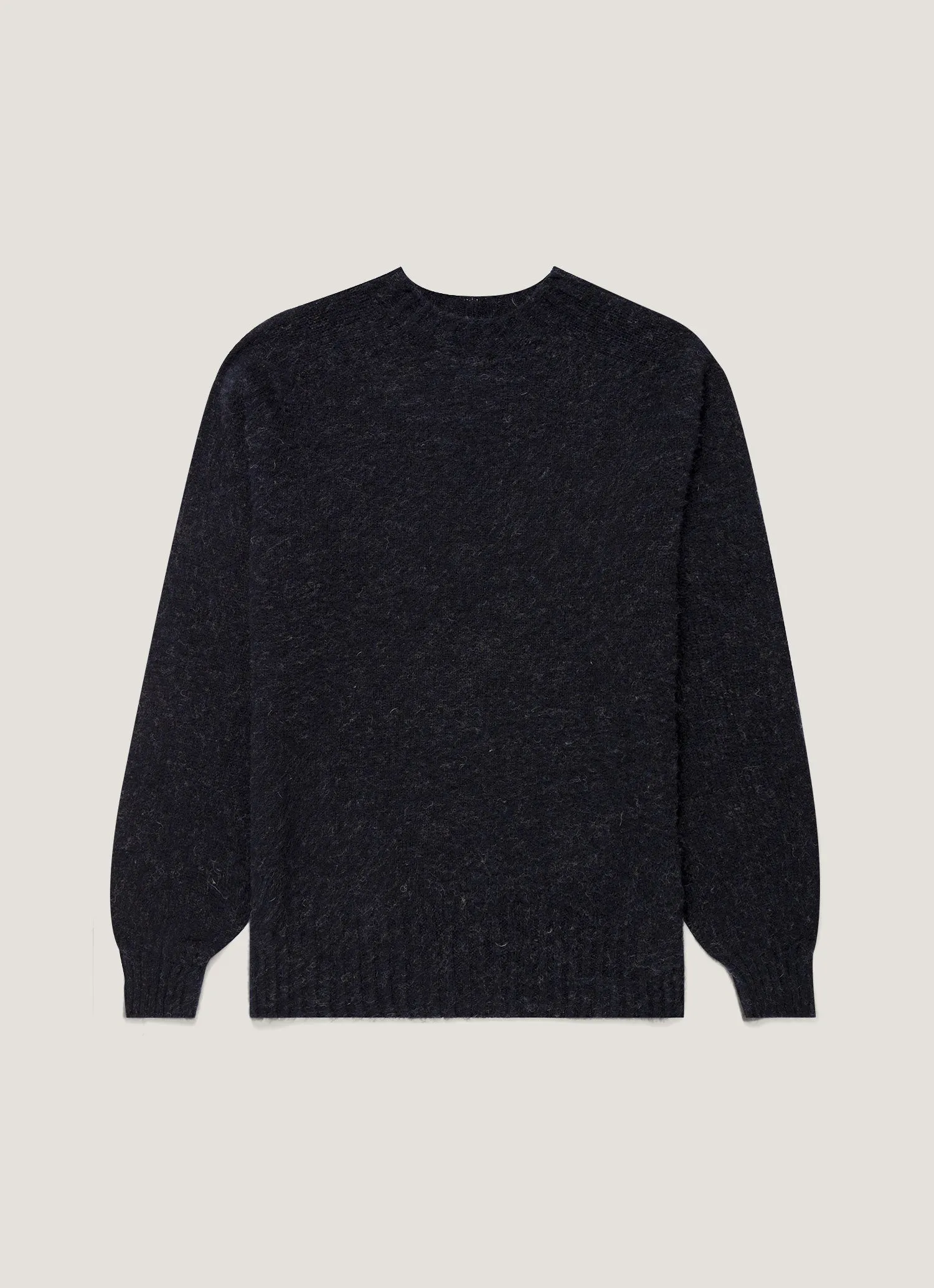 Men's Shetland Crew Neck Jumper in Dark Navy Mouline sold by Sunspel