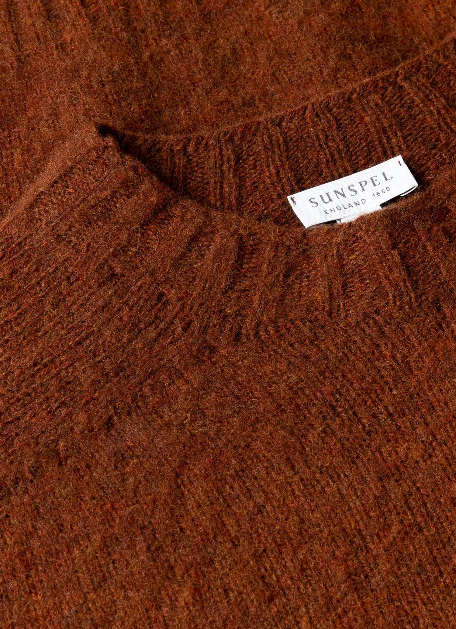 Men's Shetland Crew Neck Jumper in Dark Tobacco sold by Sunspel product image thumbnail 4