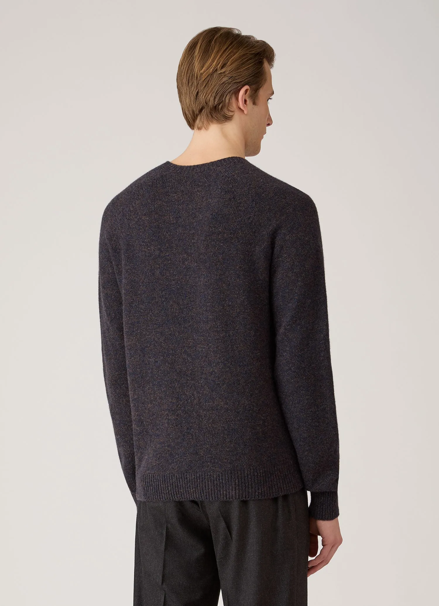 Men's Lambswool Crew Neck Jumper in Midnight Navy Twist sold by Sunspel product image thumbnail 5