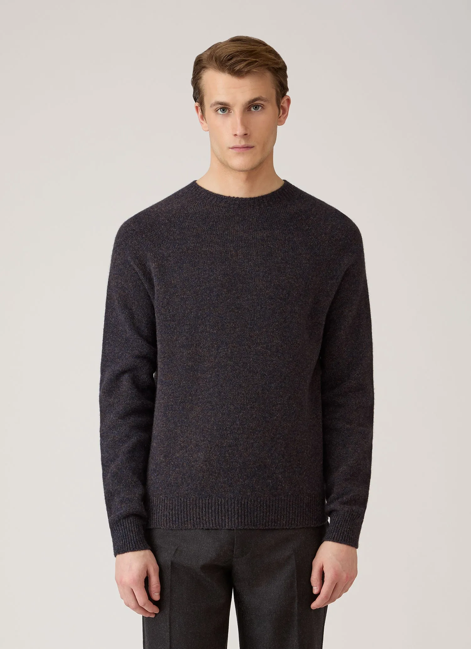 Men's Lambswool Crew Neck Jumper in Midnight Navy Twist sold by Sunspel product image thumbnail 2