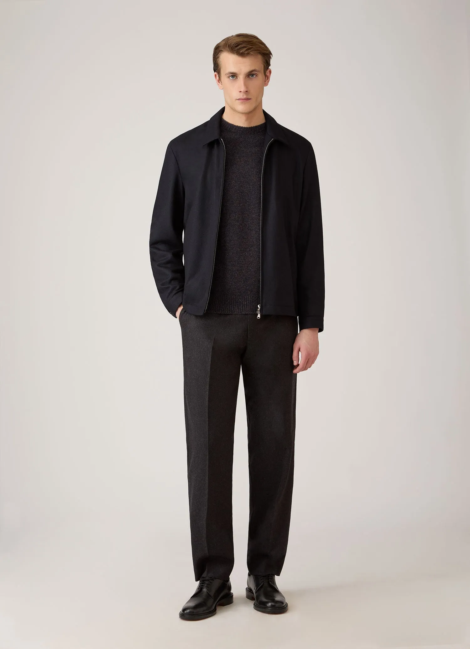 Men's Lambswool Crew Neck Jumper in Midnight Navy Twist sold by Sunspel product image thumbnail 3