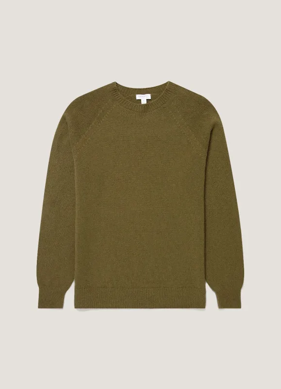 Men's Lambswool Crew Neck Jumper in Uniform made by Sunspel