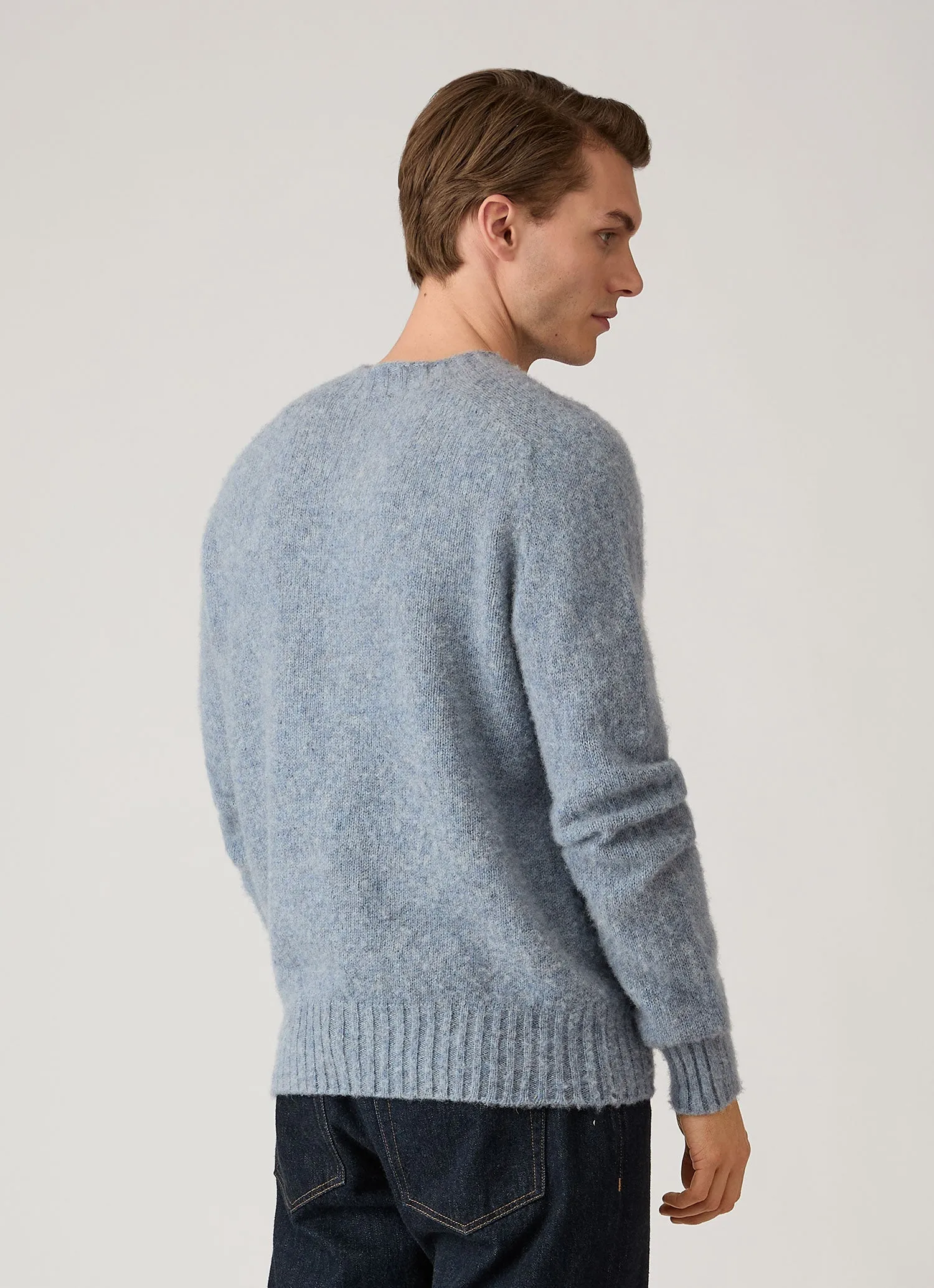 Men's Shetland Crew Neck Jumper in Powder Blue sold by Sunspel product image thumbnail 5