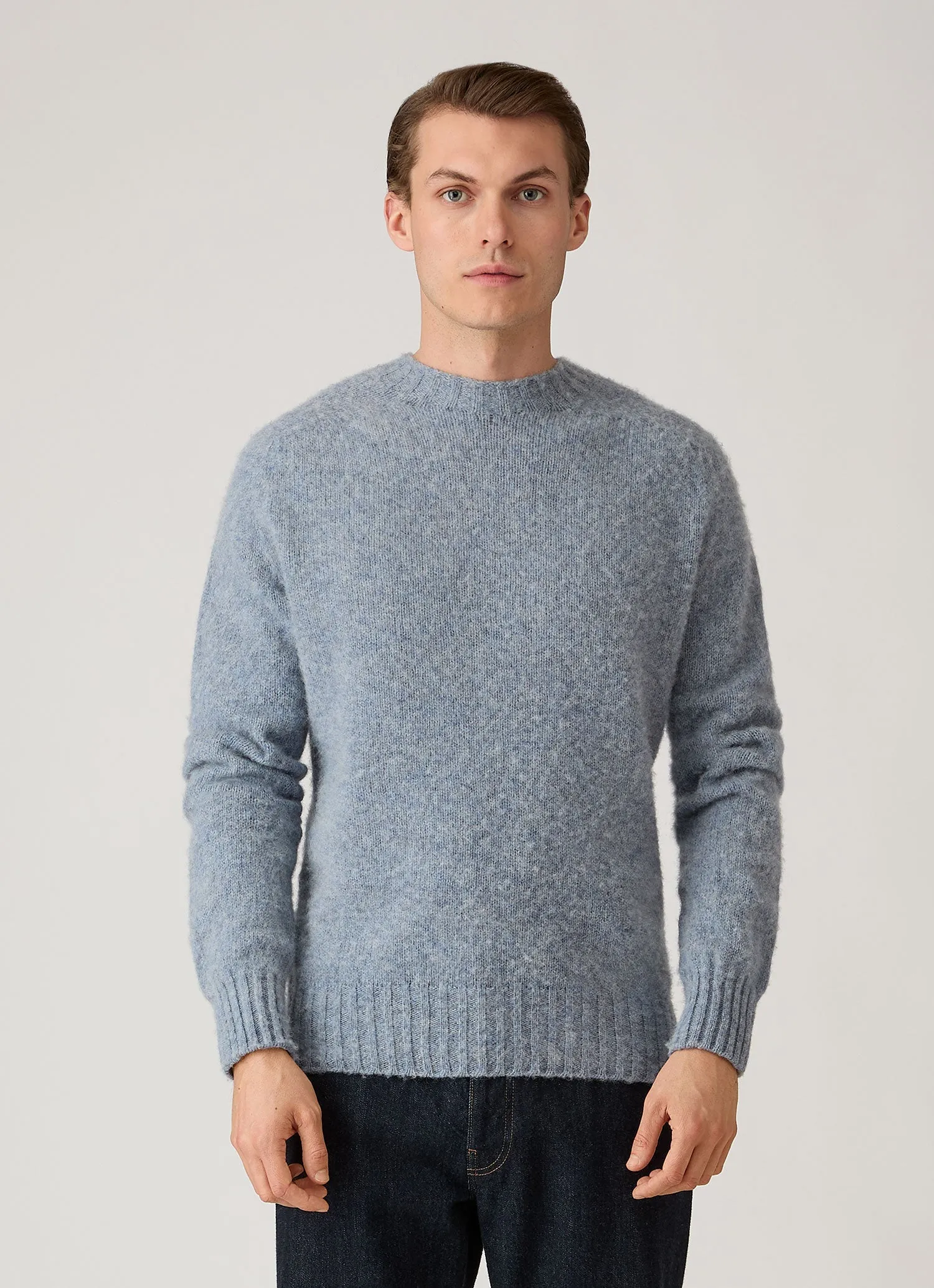 Men's Shetland Crew Neck Jumper in Powder Blue sold by Sunspel product image thumbnail 2