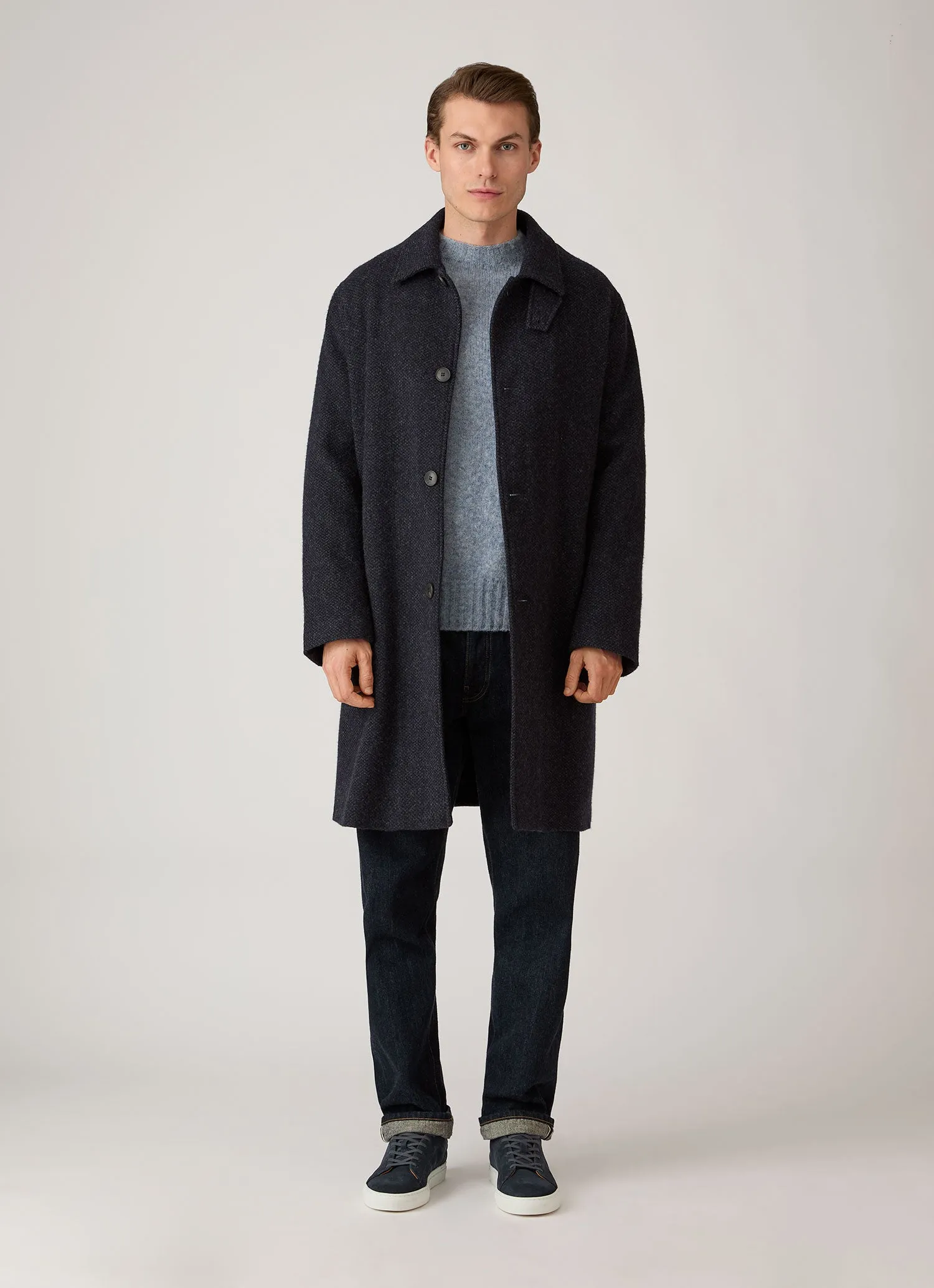 Men's Shetland Crew Neck Jumper in Powder Blue sold by Sunspel product image thumbnail 3