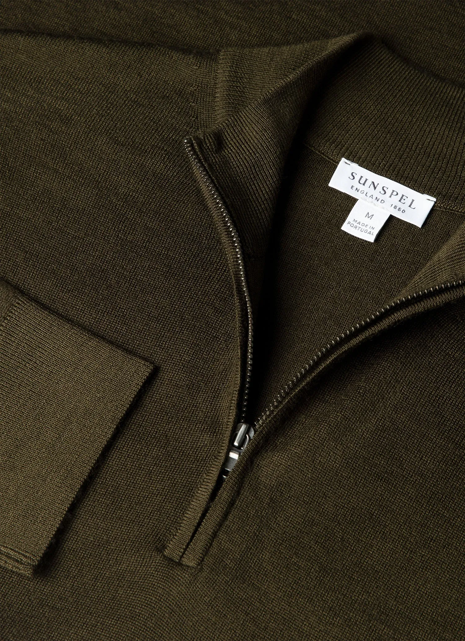 Men's Extra-Fine Merino Half Zip Jumper in Loden Green sold by Sunspel product image thumbnail 4