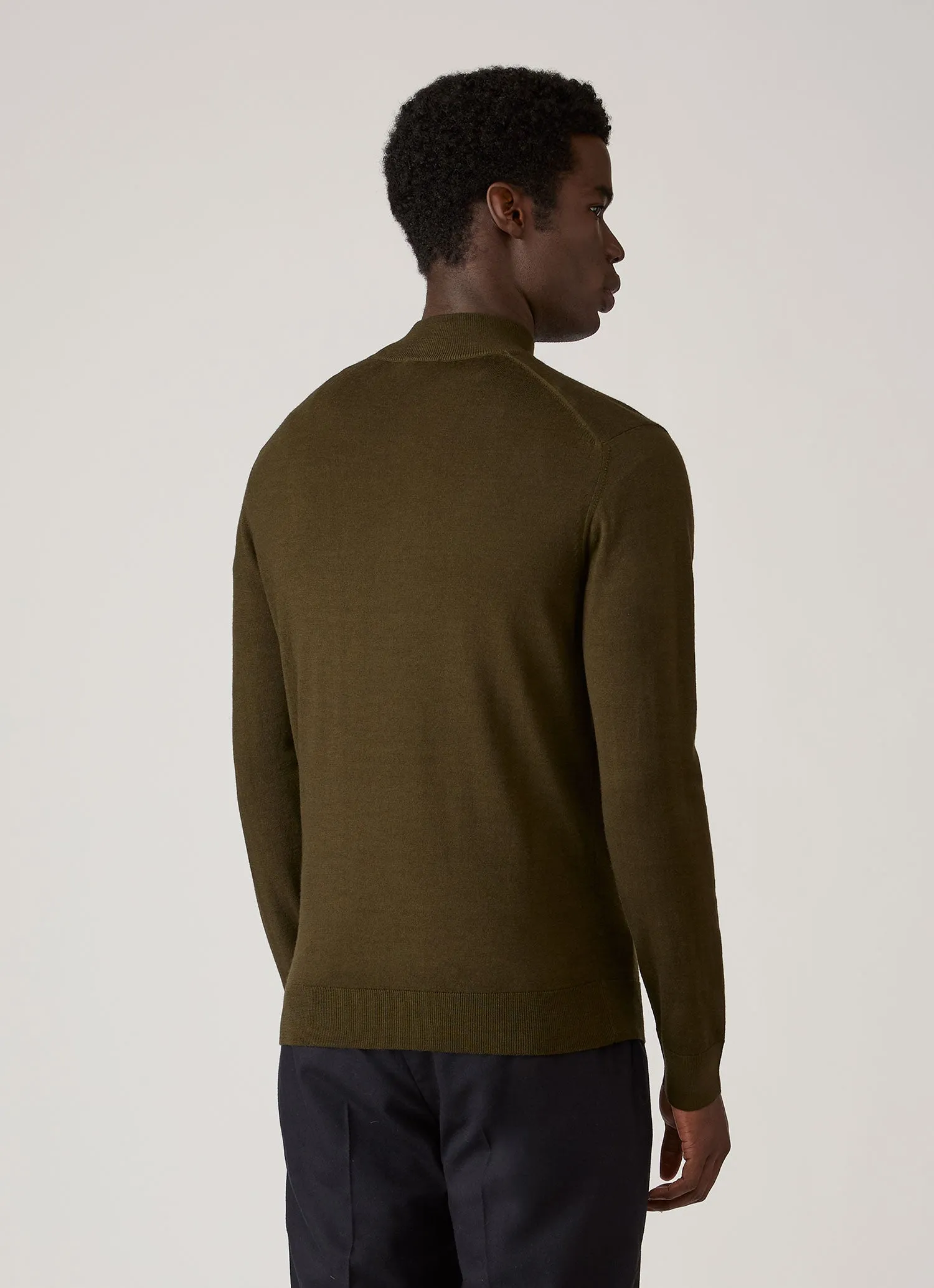 Men's Extra-Fine Merino Half Zip Jumper in Loden Green sold by Sunspel product image thumbnail 5