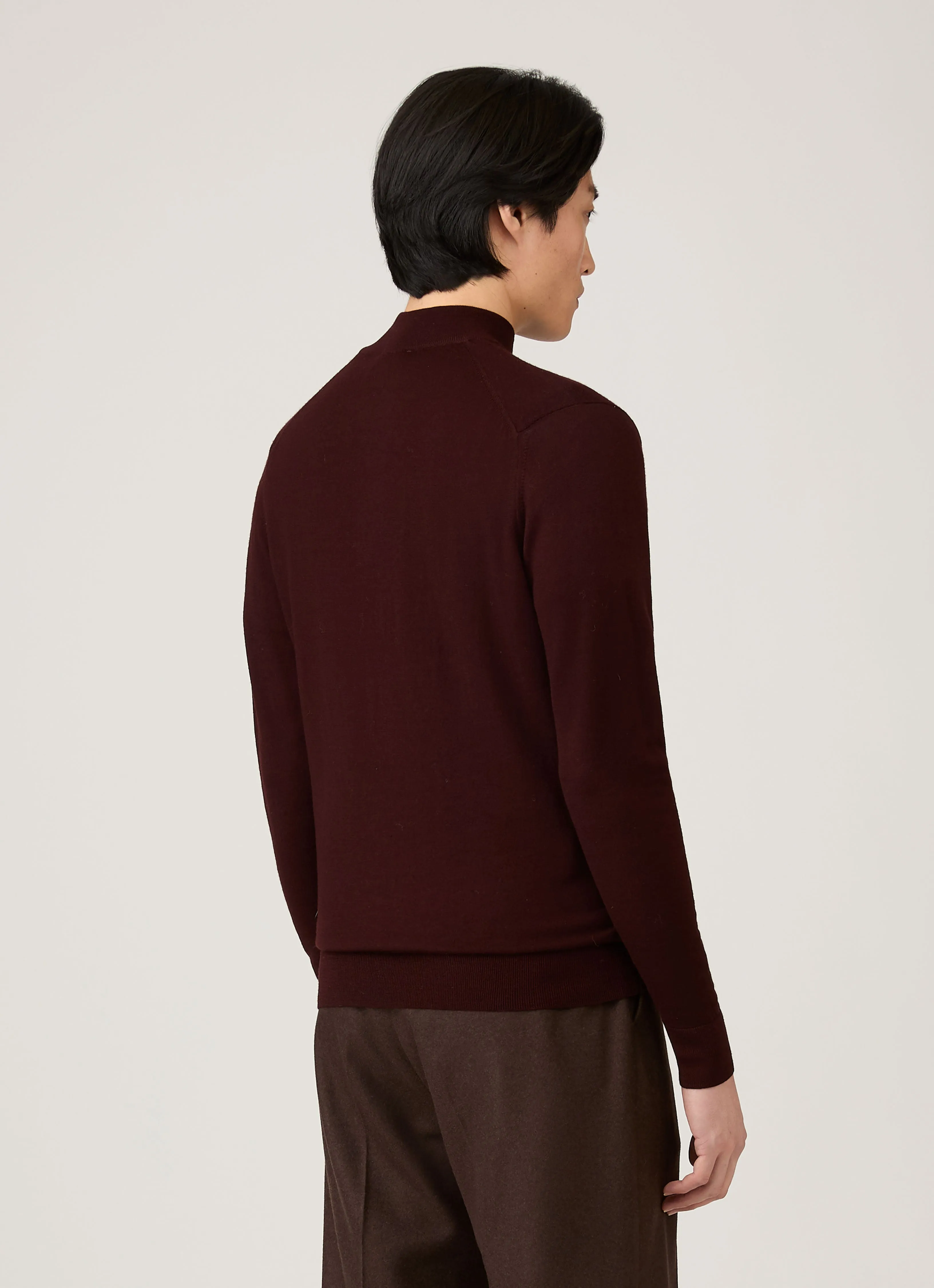 Men's Extra-Fine Merino Half Zip Jumper in Bakelite sold by Sunspel product image thumbnail 5