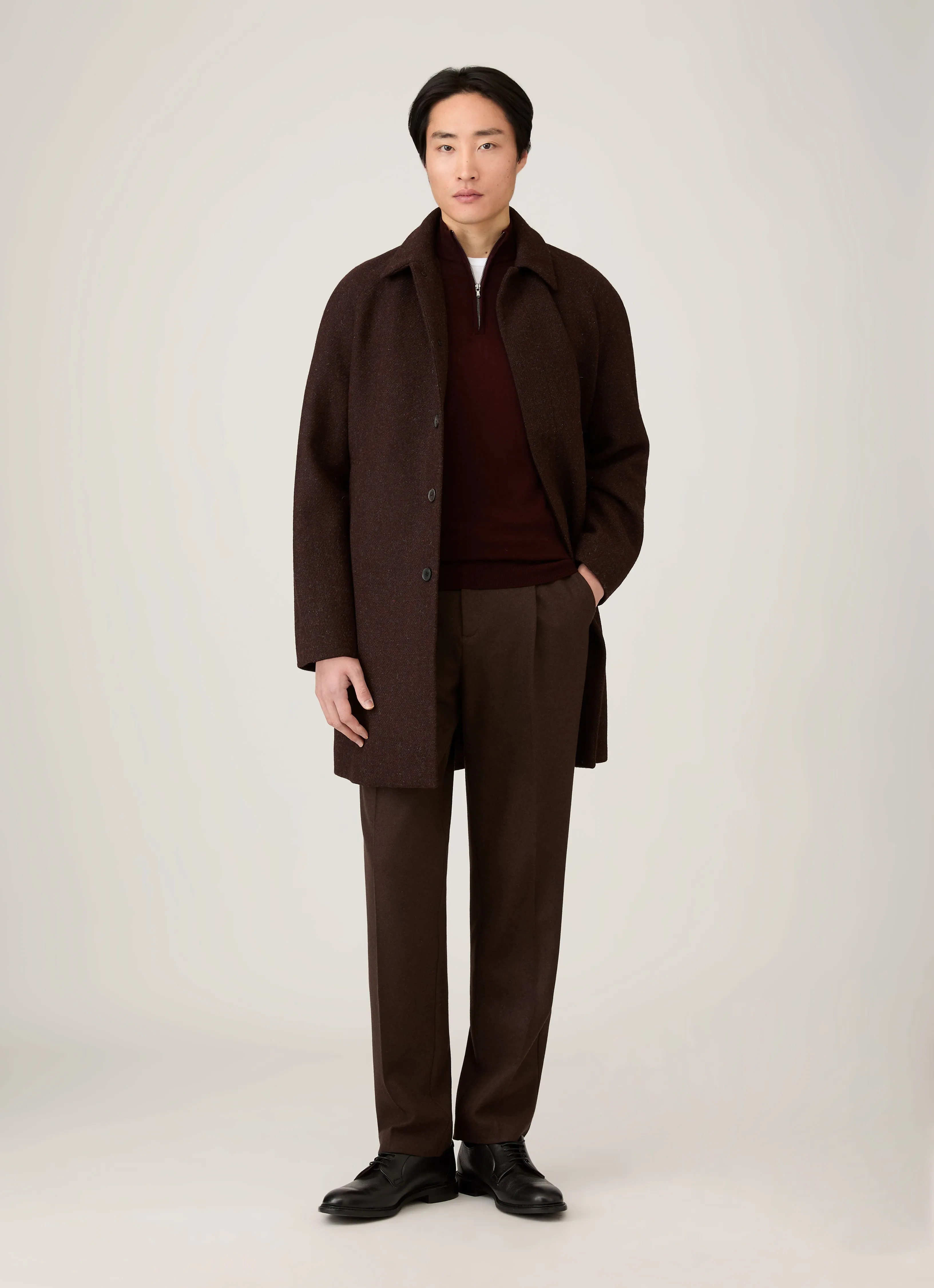 Men's Extra-Fine Merino Half Zip Jumper in Bakelite sold by Sunspel product image thumbnail 3