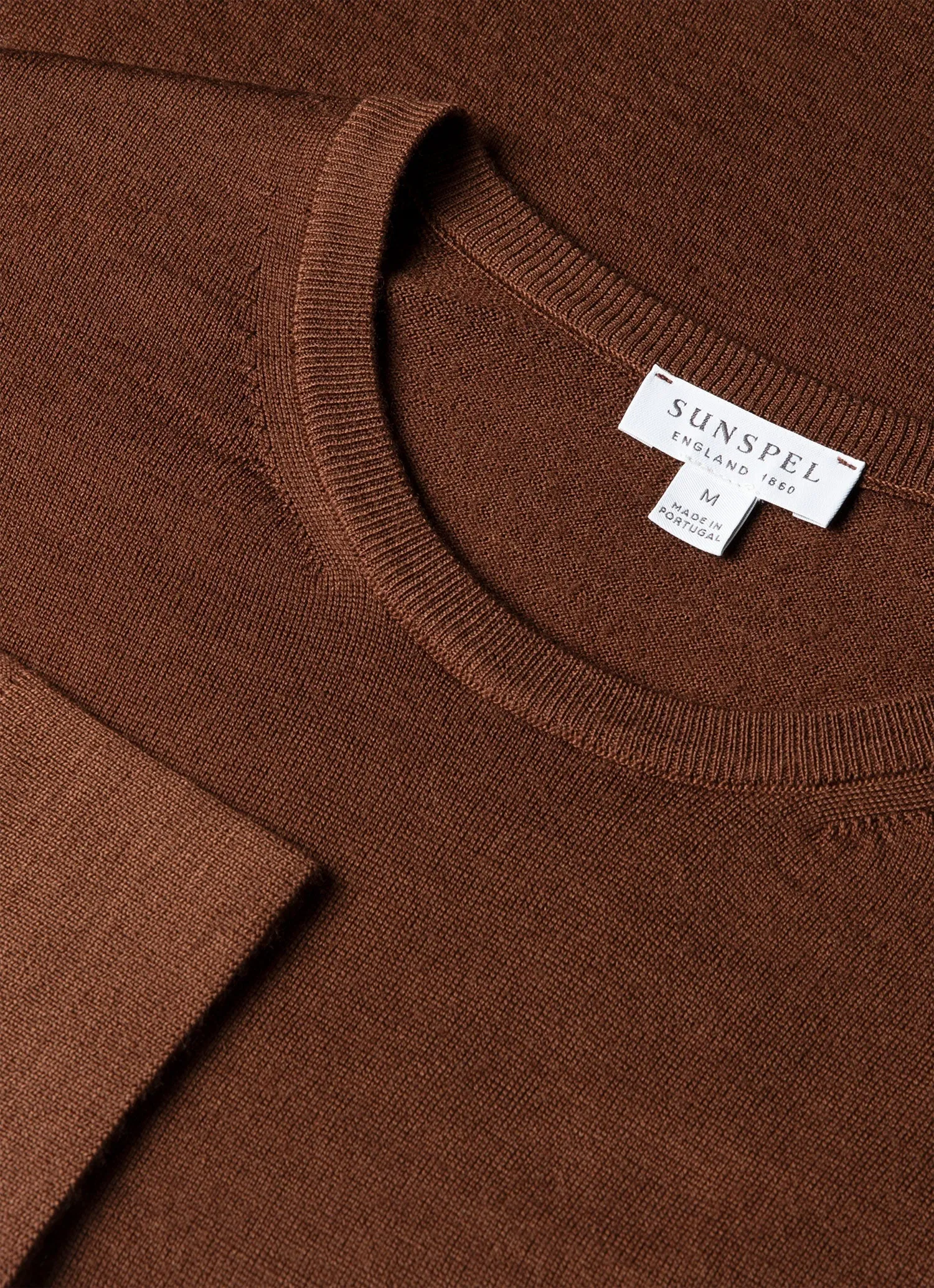 Men's Extra-Fine Merino Jumper in Chestnut sold by Sunspel product image thumbnail 4