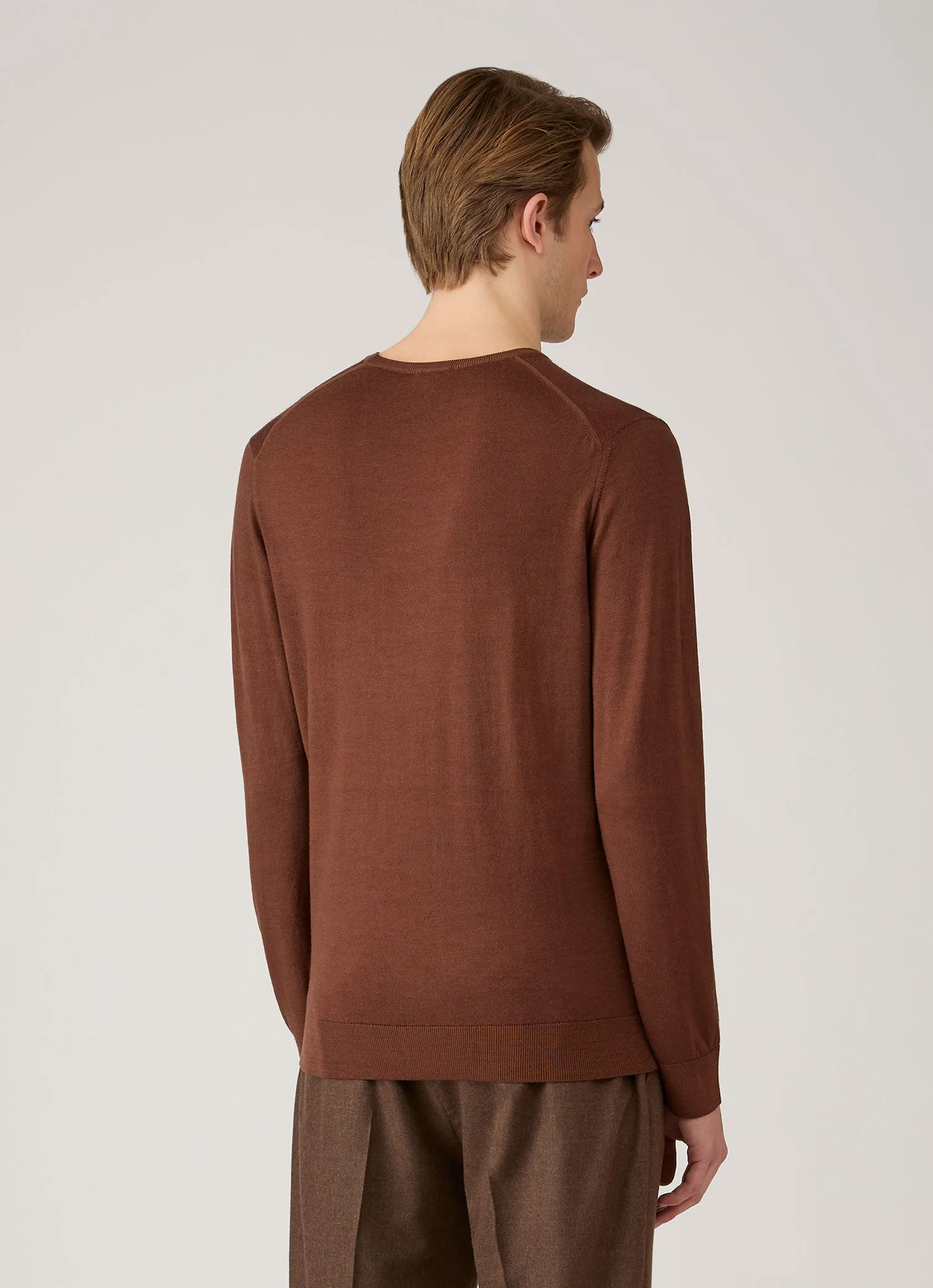 Men's Extra-Fine Merino Jumper in Chestnut sold by Sunspel product image thumbnail 5