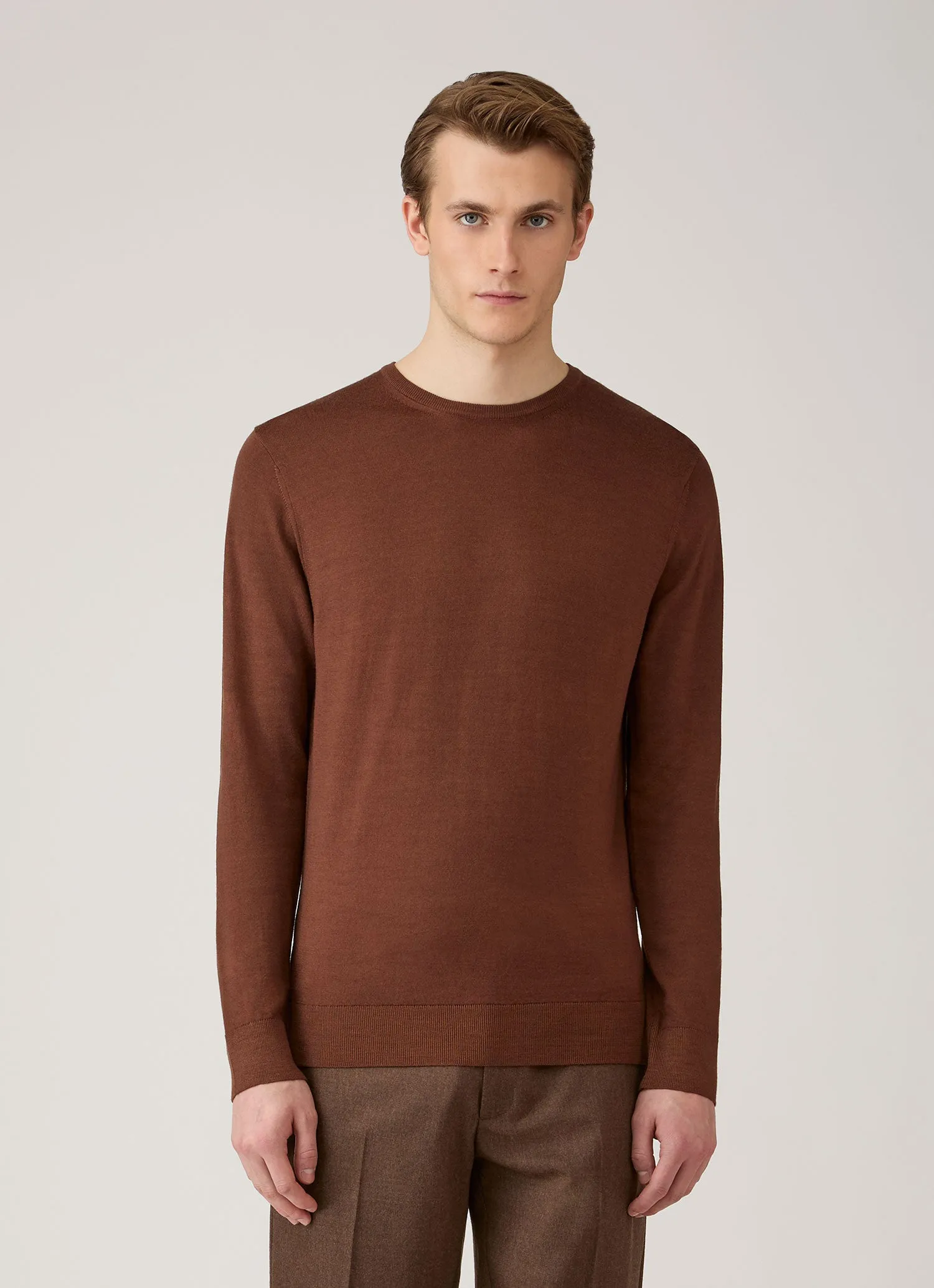 Men's Extra-Fine Merino Jumper in Chestnut sold by Sunspel product image thumbnail 2