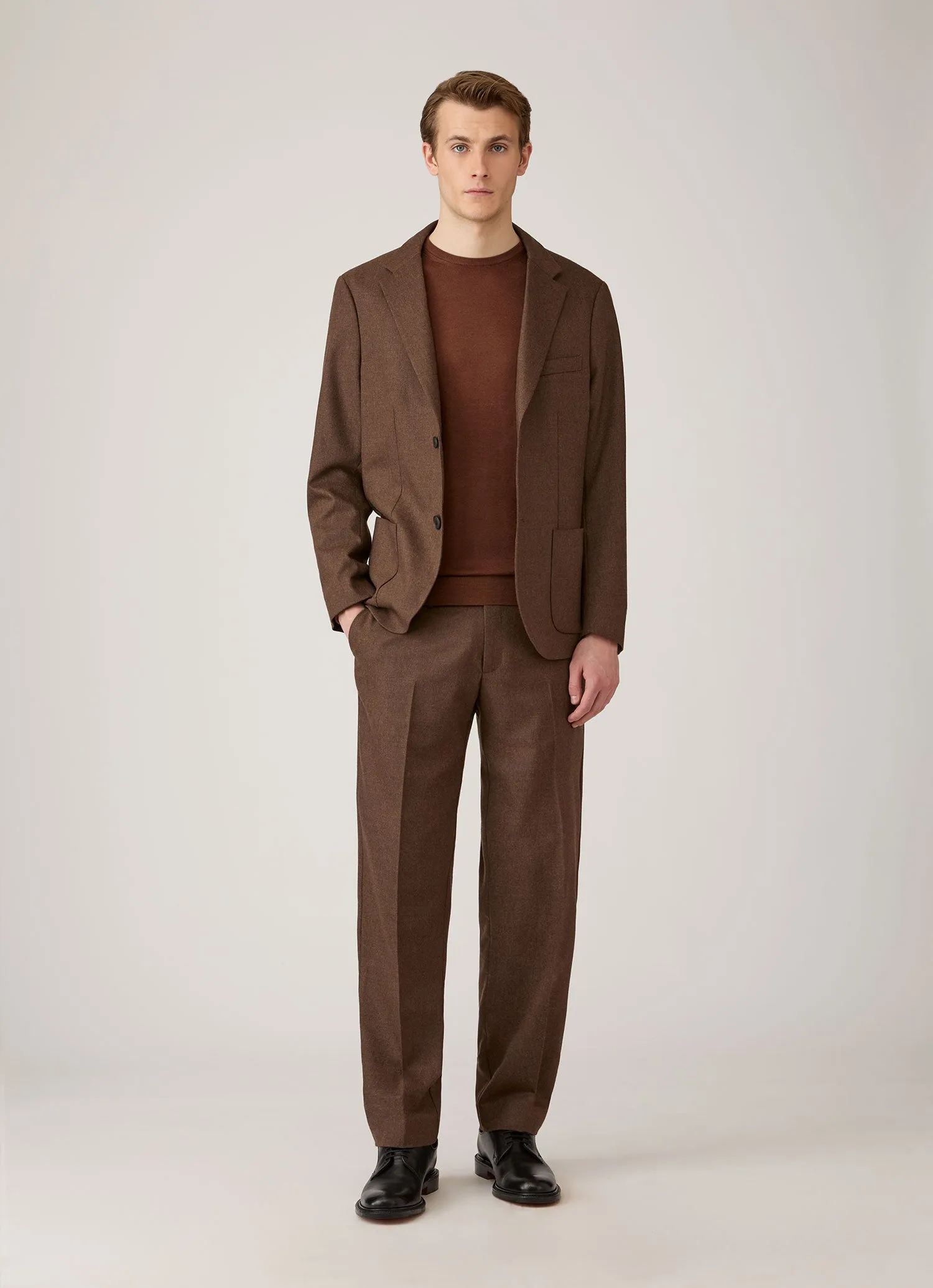 Men's Extra-Fine Merino Jumper in Chestnut sold by Sunspel product image thumbnail 3