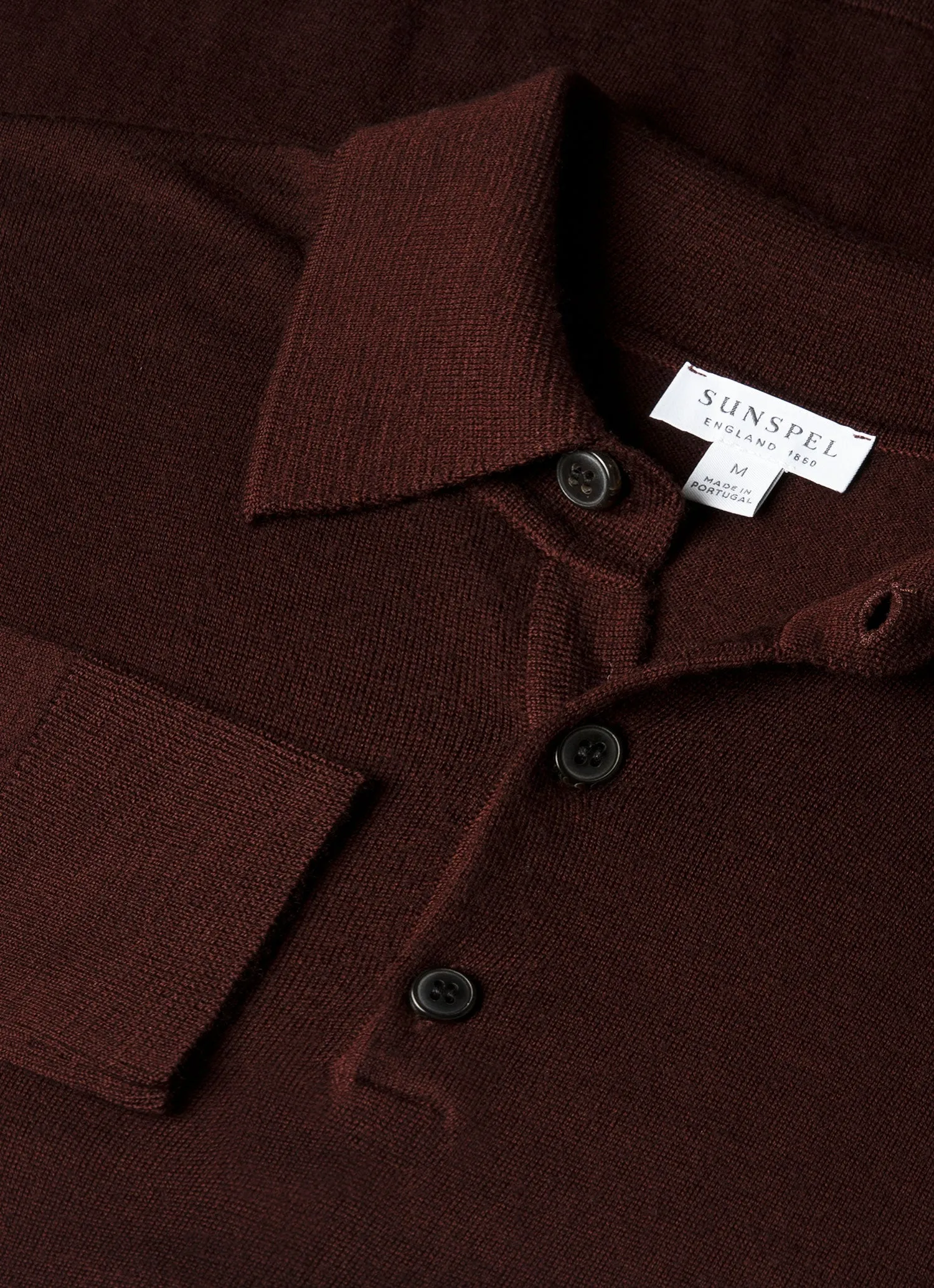 Men's Extra-Fine Merino Knitted Polo Shirt in Bakelite sold by Sunspel product image thumbnail 4