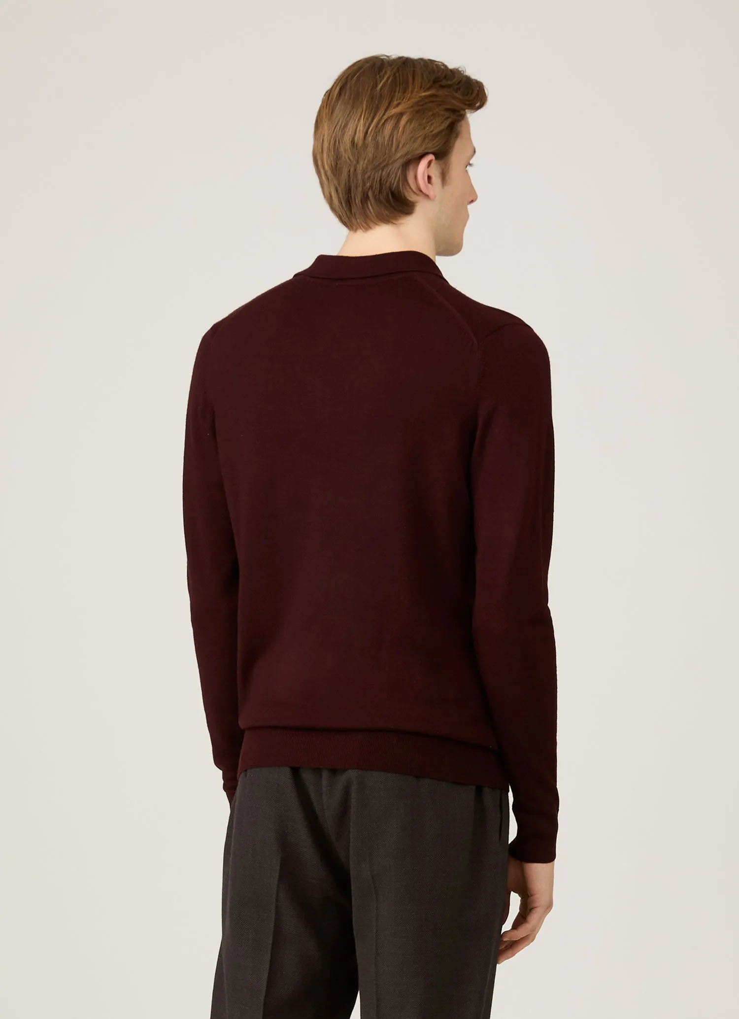 Men's Extra-Fine Merino Knitted Polo Shirt in Bakelite sold by Sunspel product image thumbnail 5