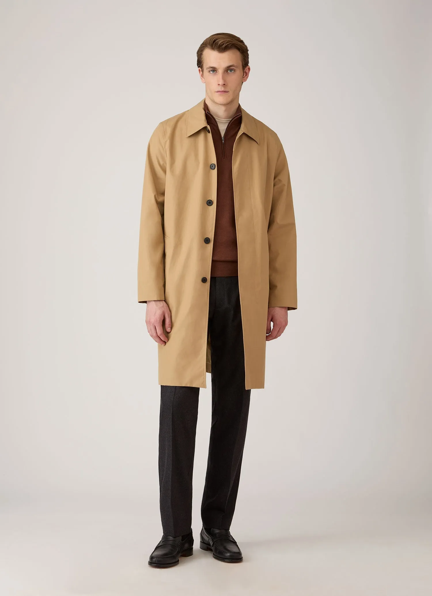 Men's Extra-Fine Merino Half Zip Jumper in Chestnut sold by Sunspel product image thumbnail 3