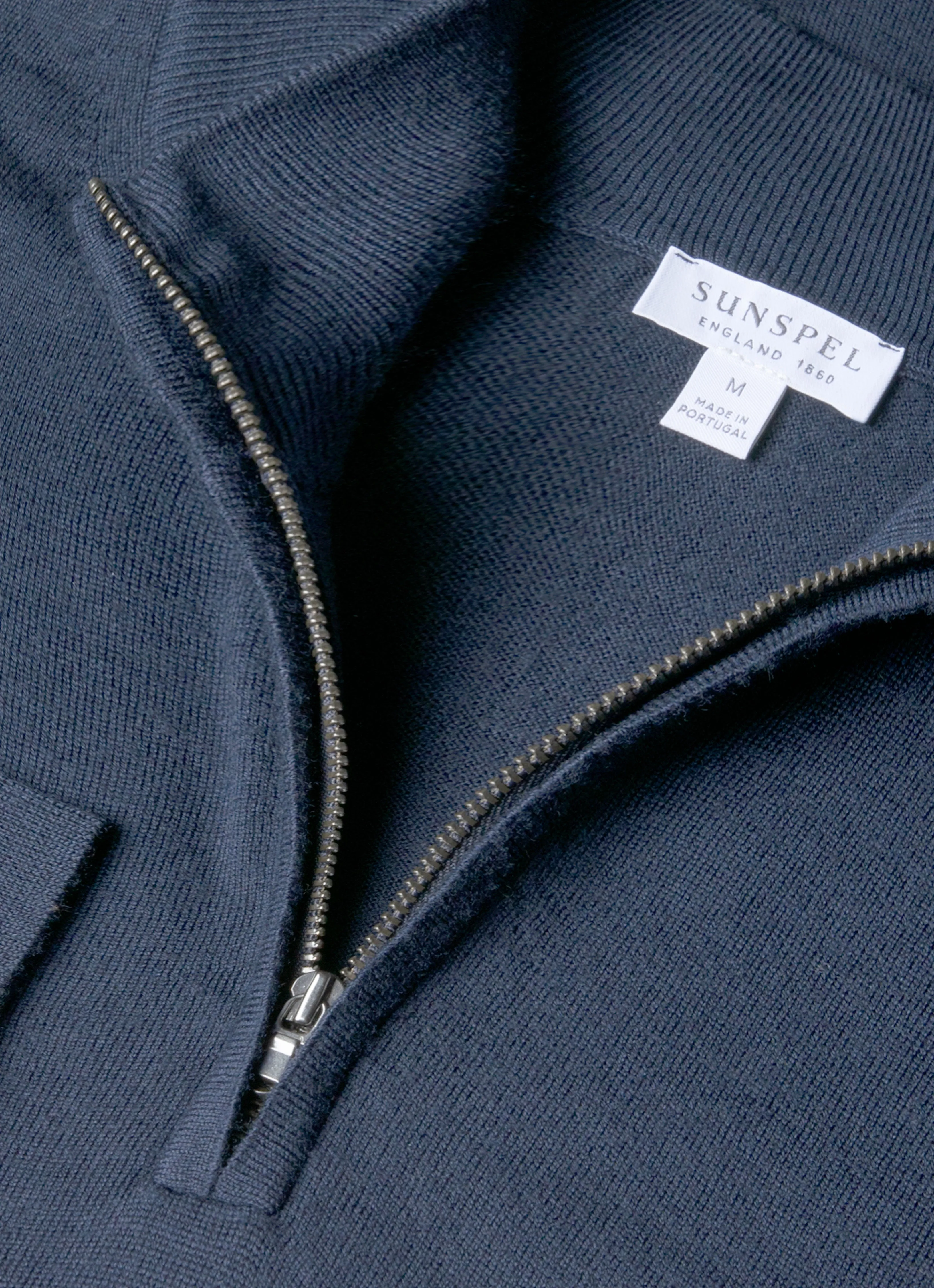 Men's Extra-Fine Merino Half Zip Jumper in Slate Blue sold by Sunspel product image thumbnail 4