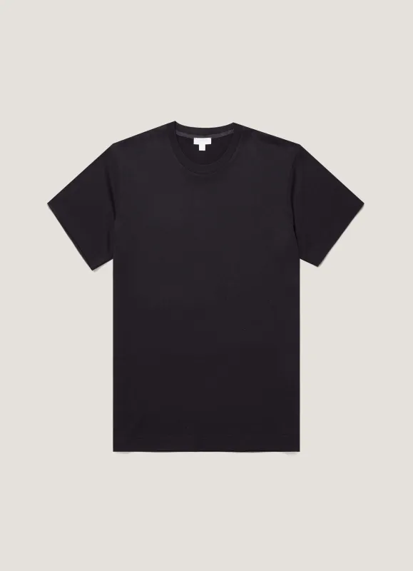 Men's Silk Cotton T-shirt in Black made by Sunspel