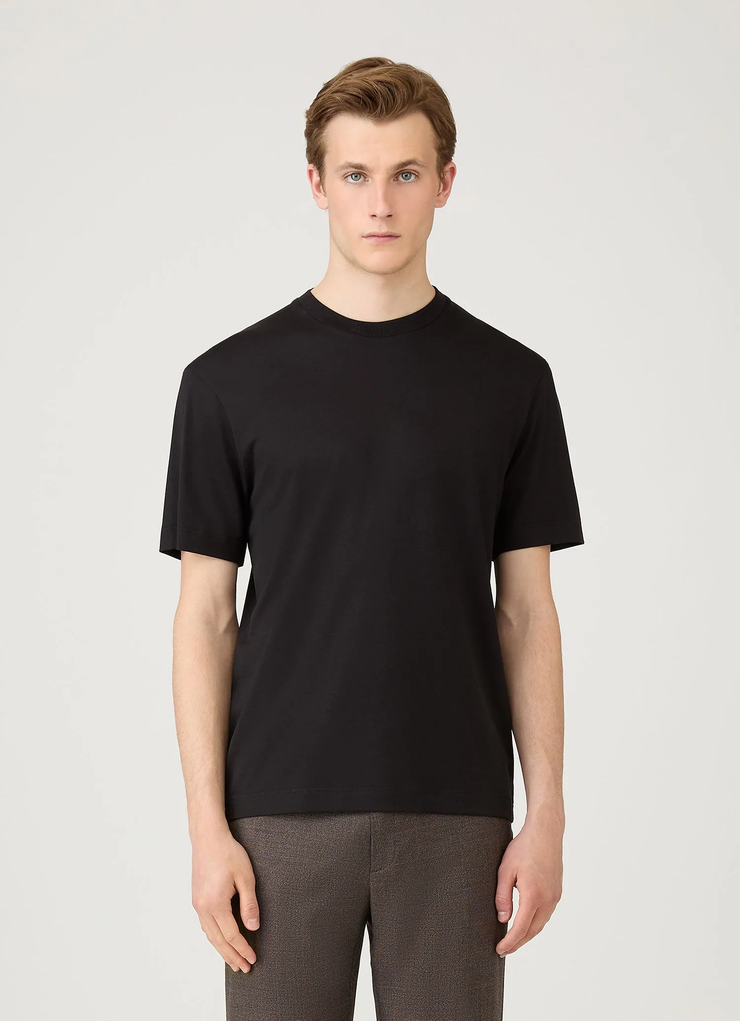 Men's Silk Cotton T-shirt in Black sold by Sunspel product image thumbnail 2