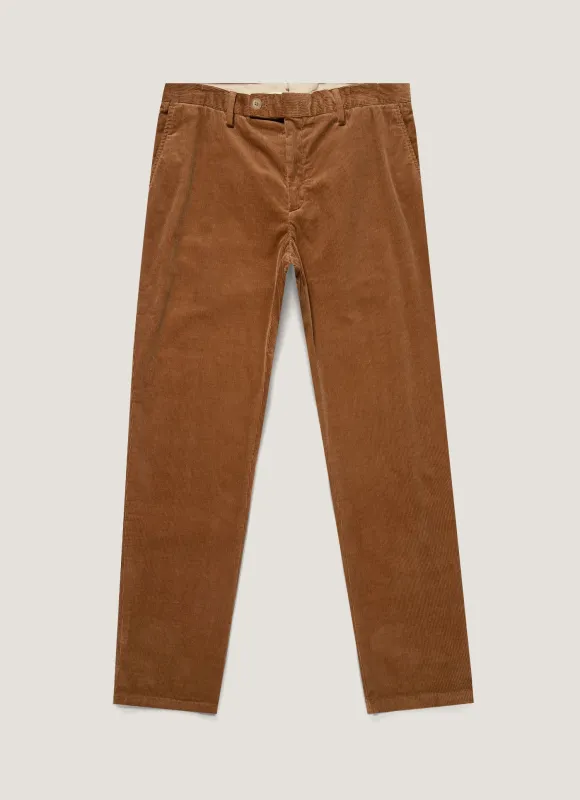 Men's Corduroy Trouser in Dark Beige made by Sunspel