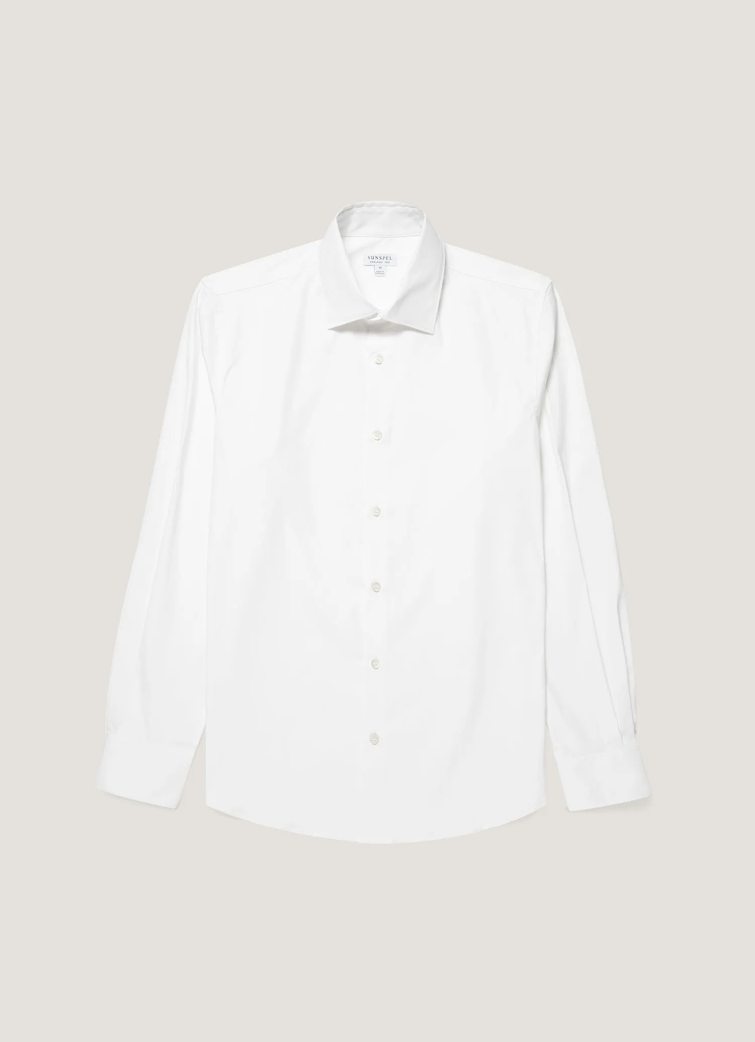 Men's Stretch Cotton Poplin Shirt in White sold by Sunspel