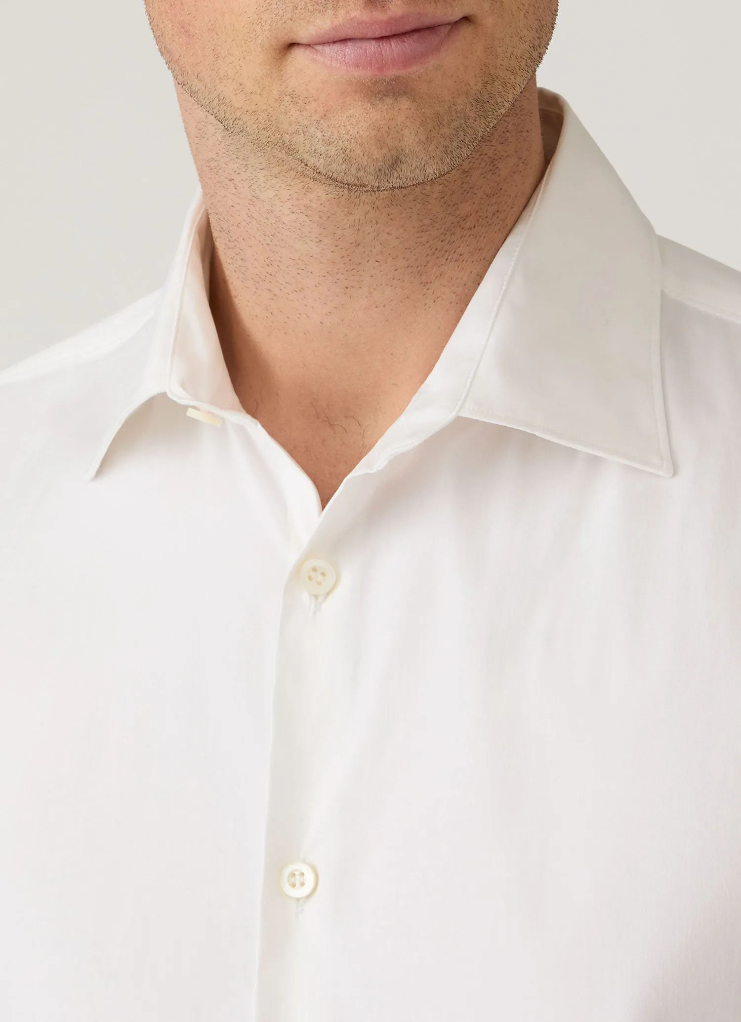 Men's Stretch Cotton Poplin Shirt in White sold by Sunspel product image thumbnail 5