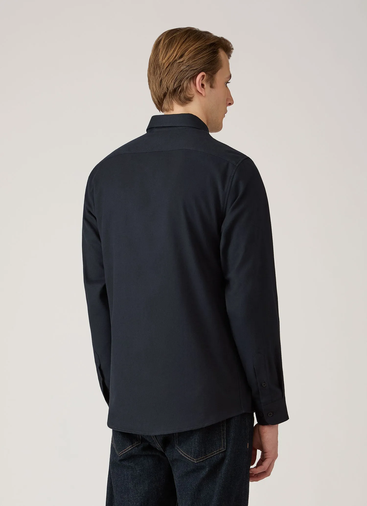 Men's Button Down Flannel Shirt in Black sold by Sunspel product image thumbnail 5