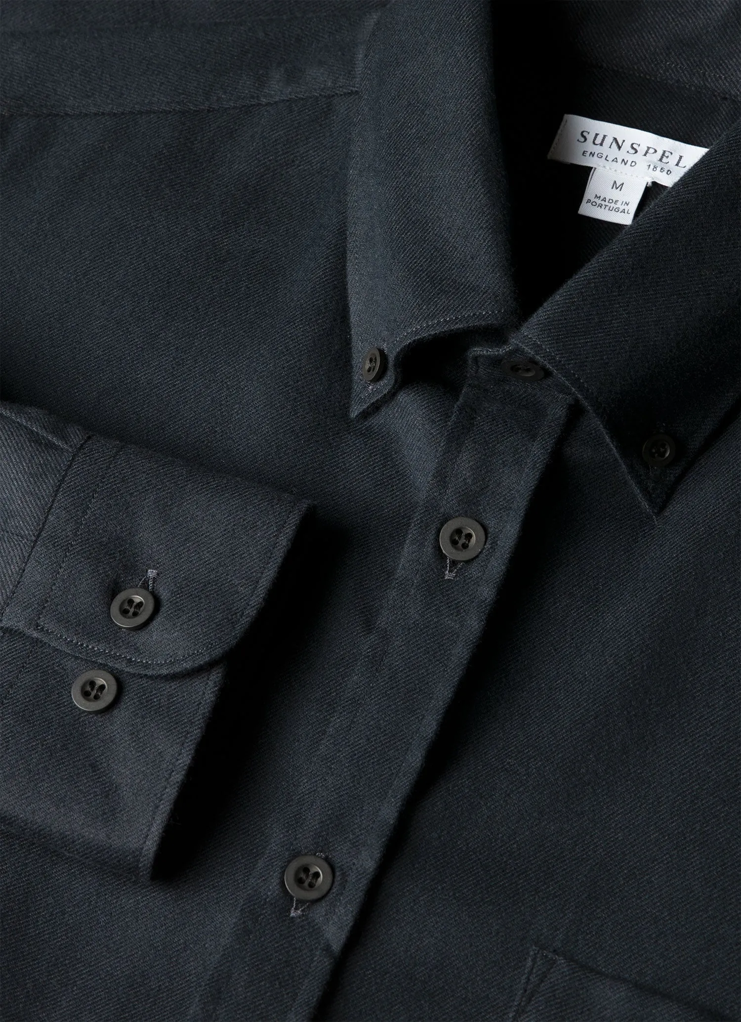 Men's Button Down Flannel Shirt in Black sold by Sunspel product image thumbnail 4