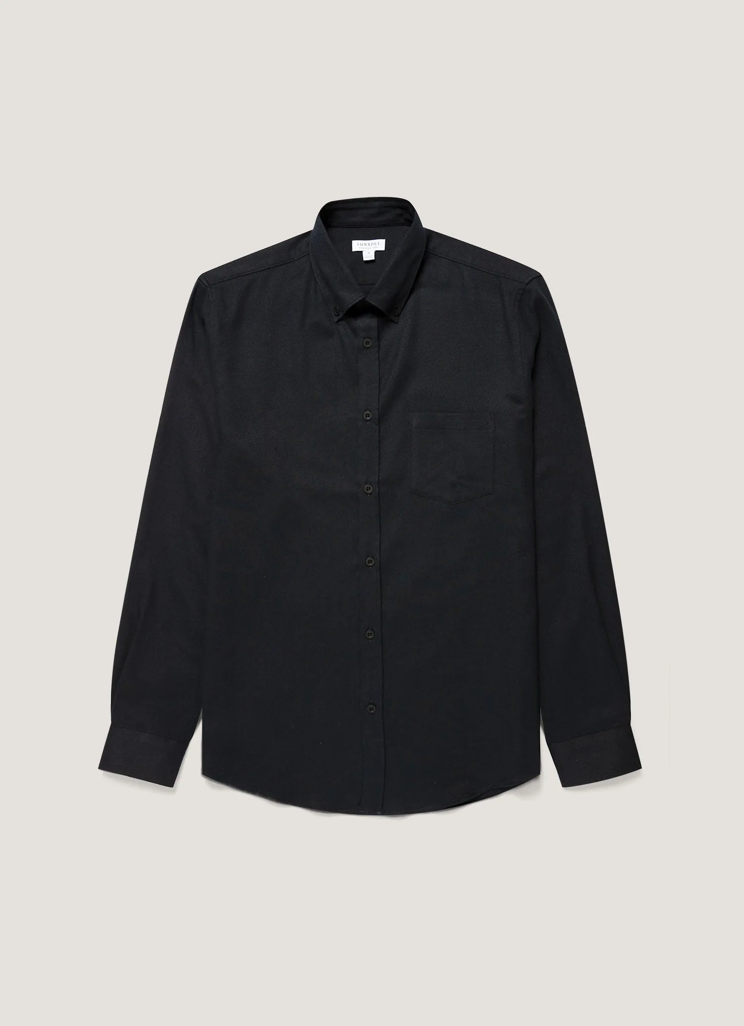 Men's Button Down Flannel Shirt in Black sold by Sunspel